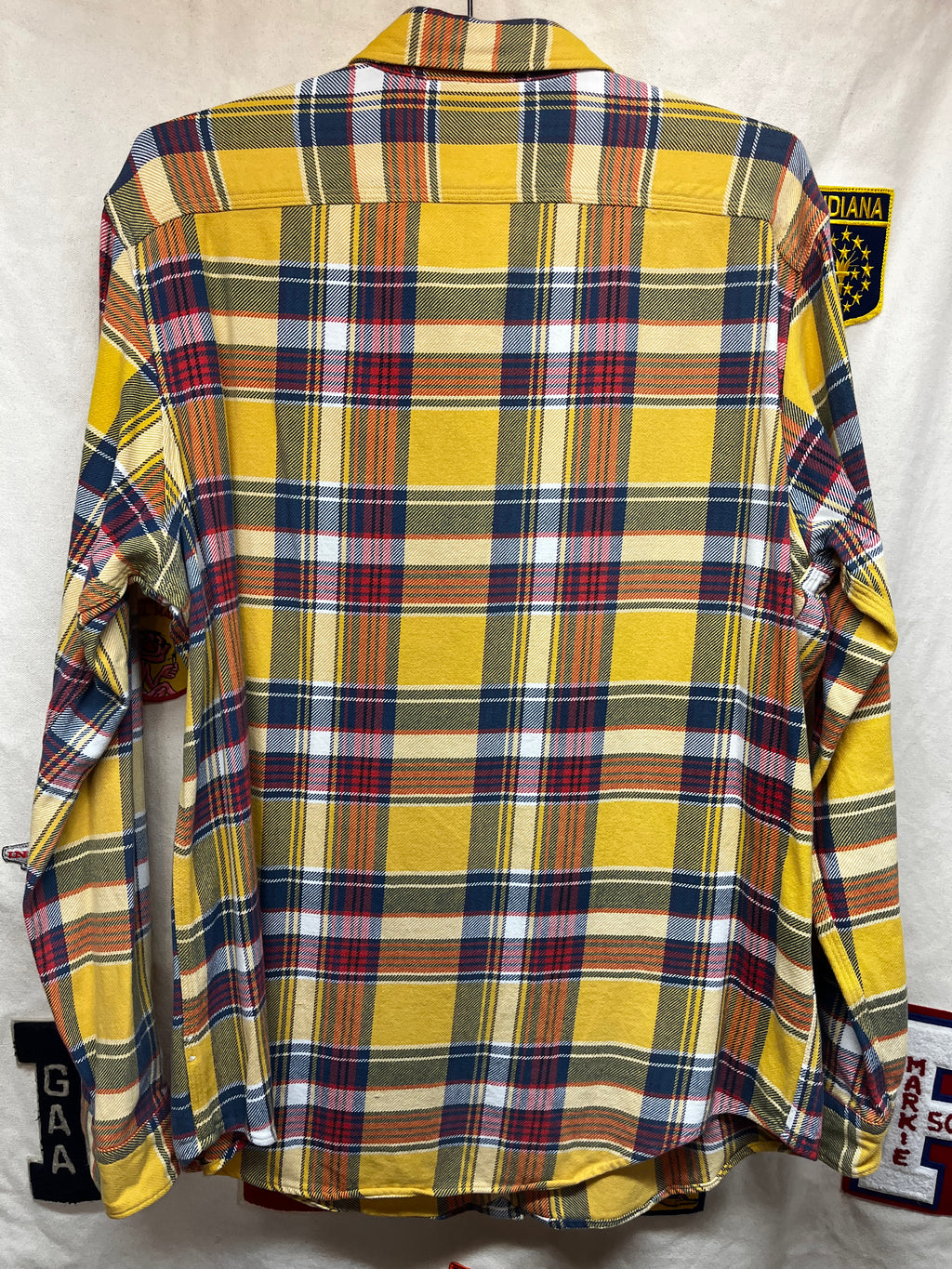 Vintage Polo Ralph Lauren Yellow Plaid Flannel Shirt: Large