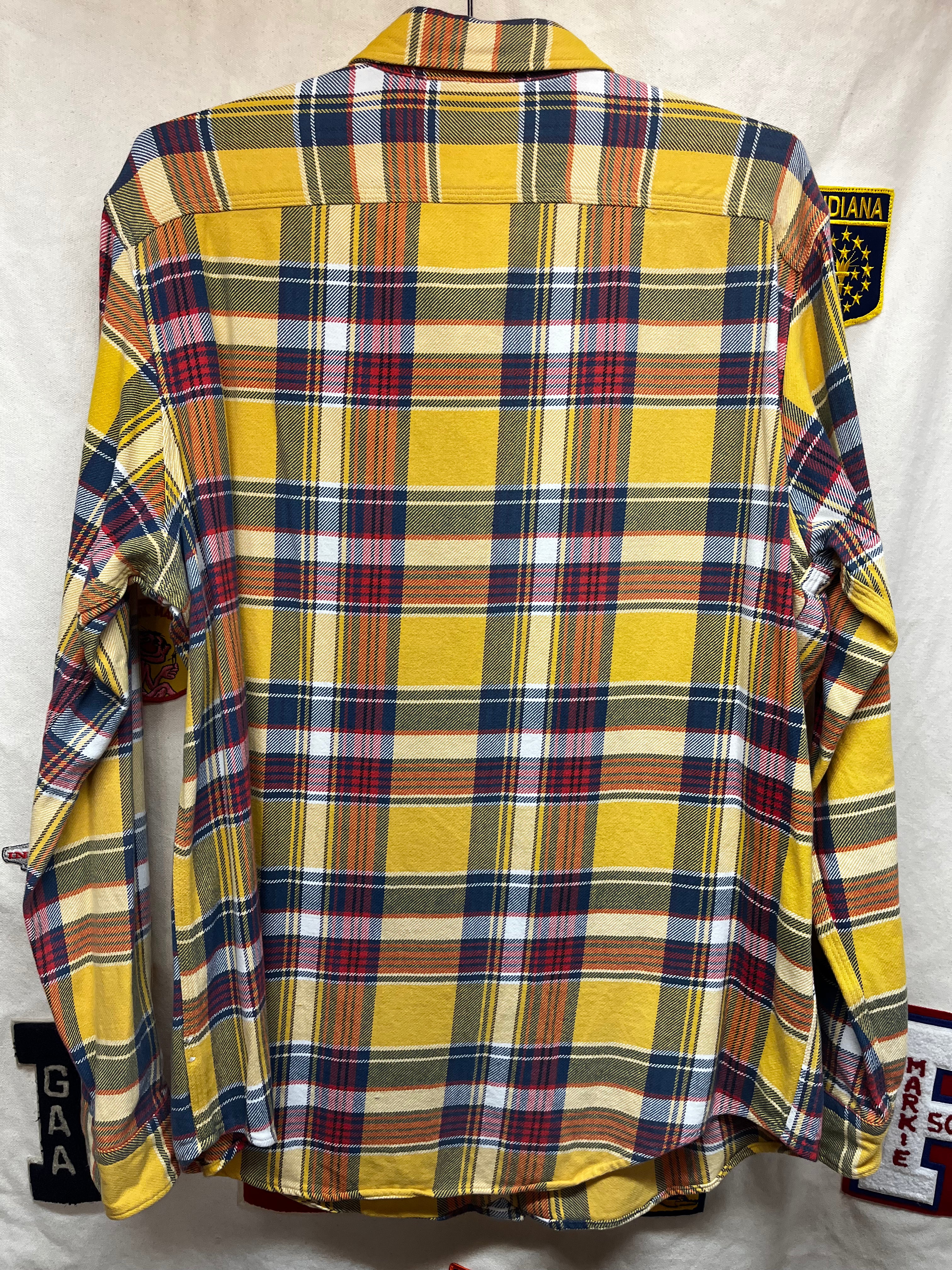 Vintage Polo Ralph Lauren Yellow Plaid Flannel Shirt: Large