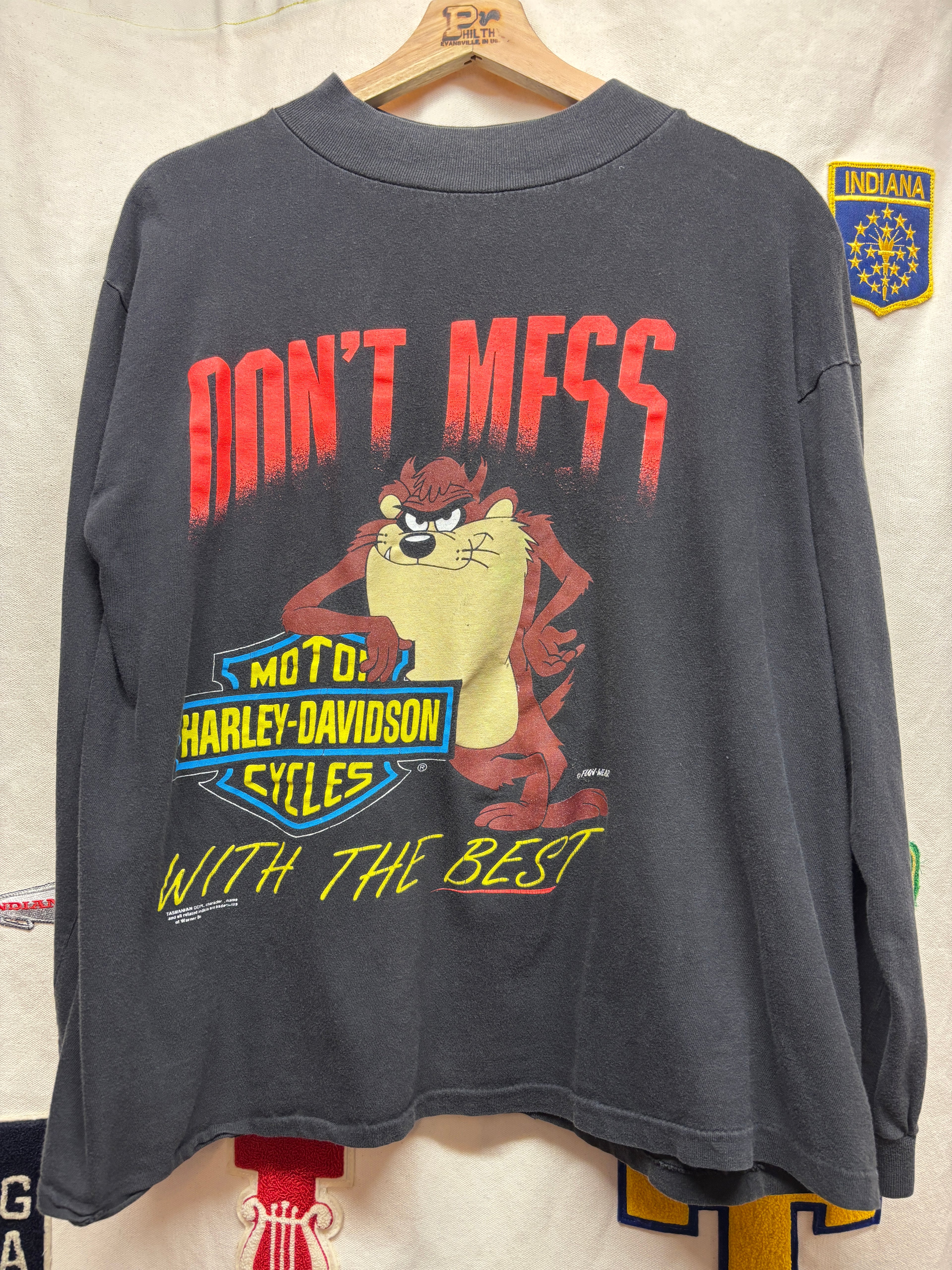 Vtg Harley Davidson Taz Biker Long Sleeve T-Shirt: M