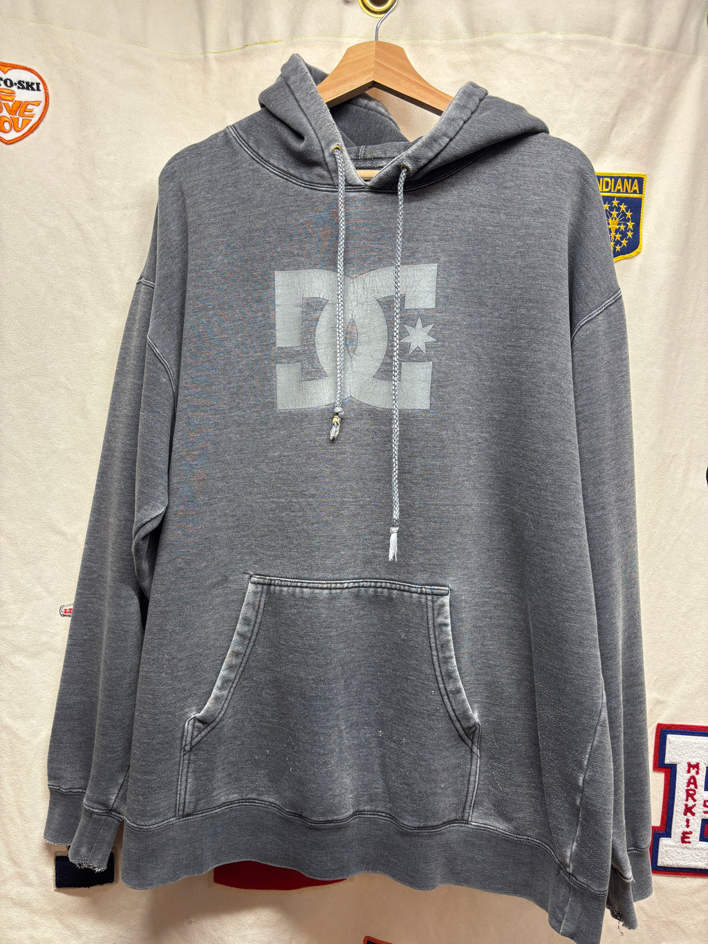 Vtg DC Shoes Heavyweight Grey Skateboarding Hoodie: XL