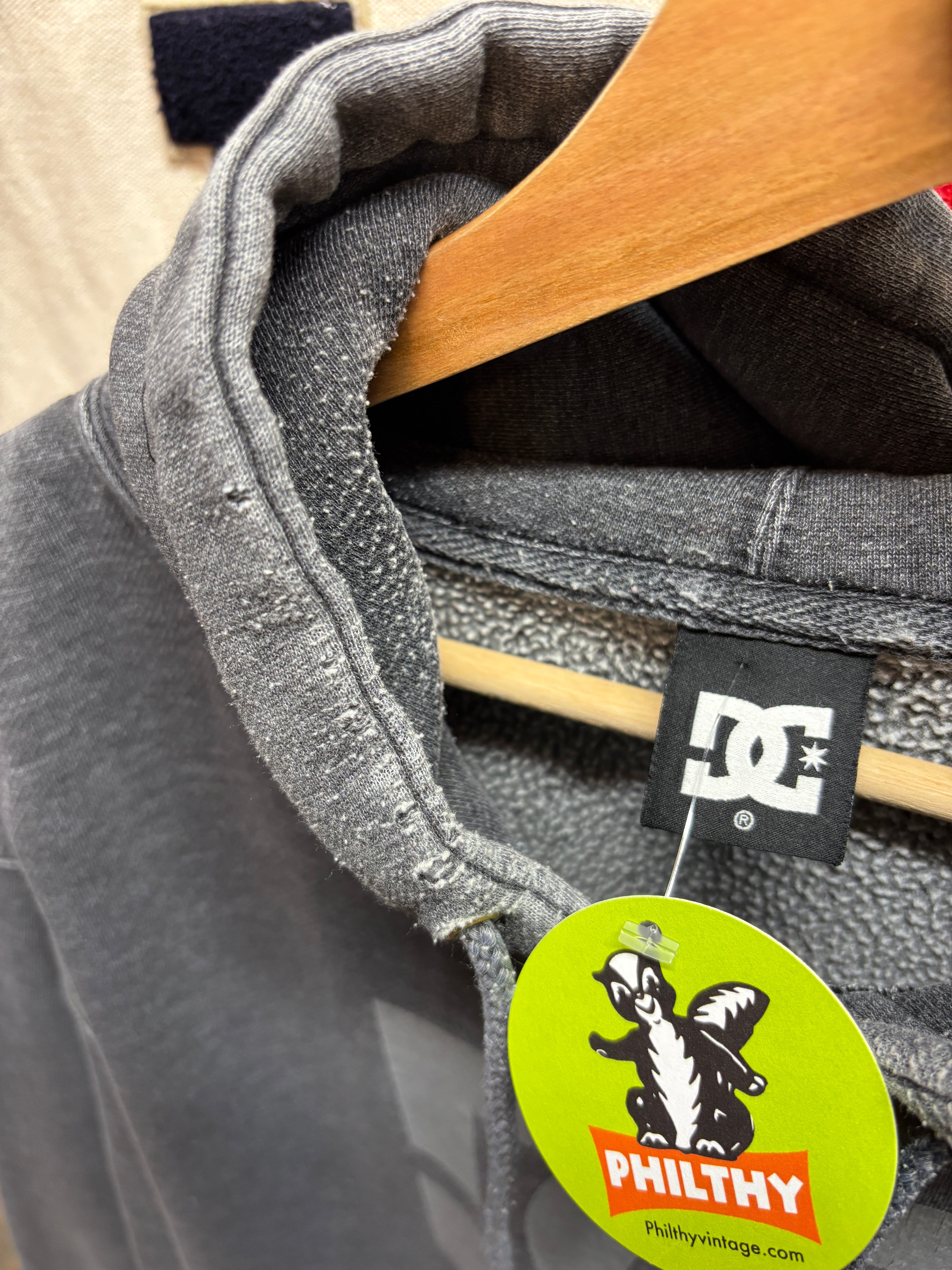 Vtg DC Shoes Heavyweight Grey Skateboarding Hoodie: XL