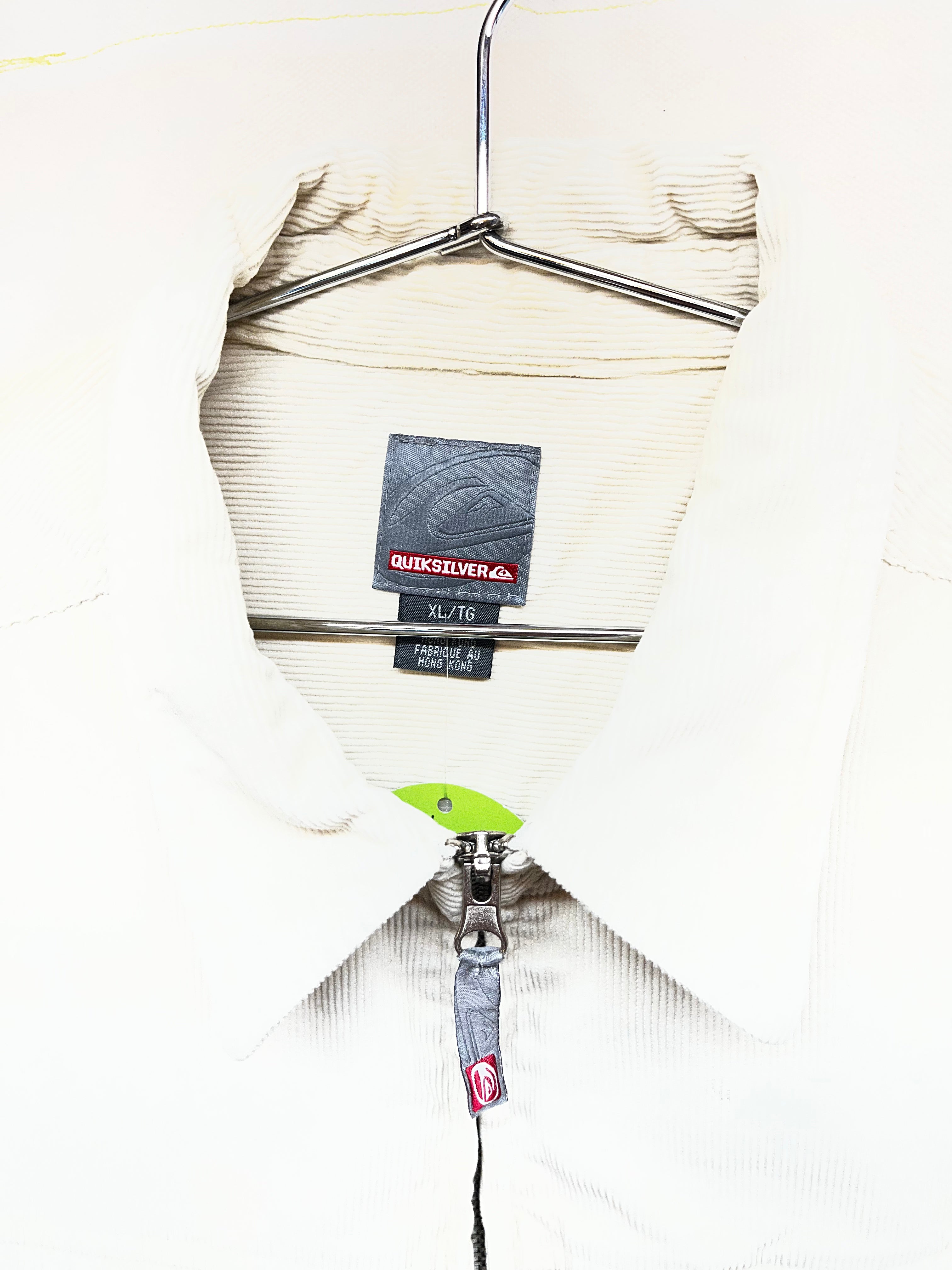 Vintage Quiksilver Corduroy Zip-Up Cream Y2K Surf Shirt Jacket: XL