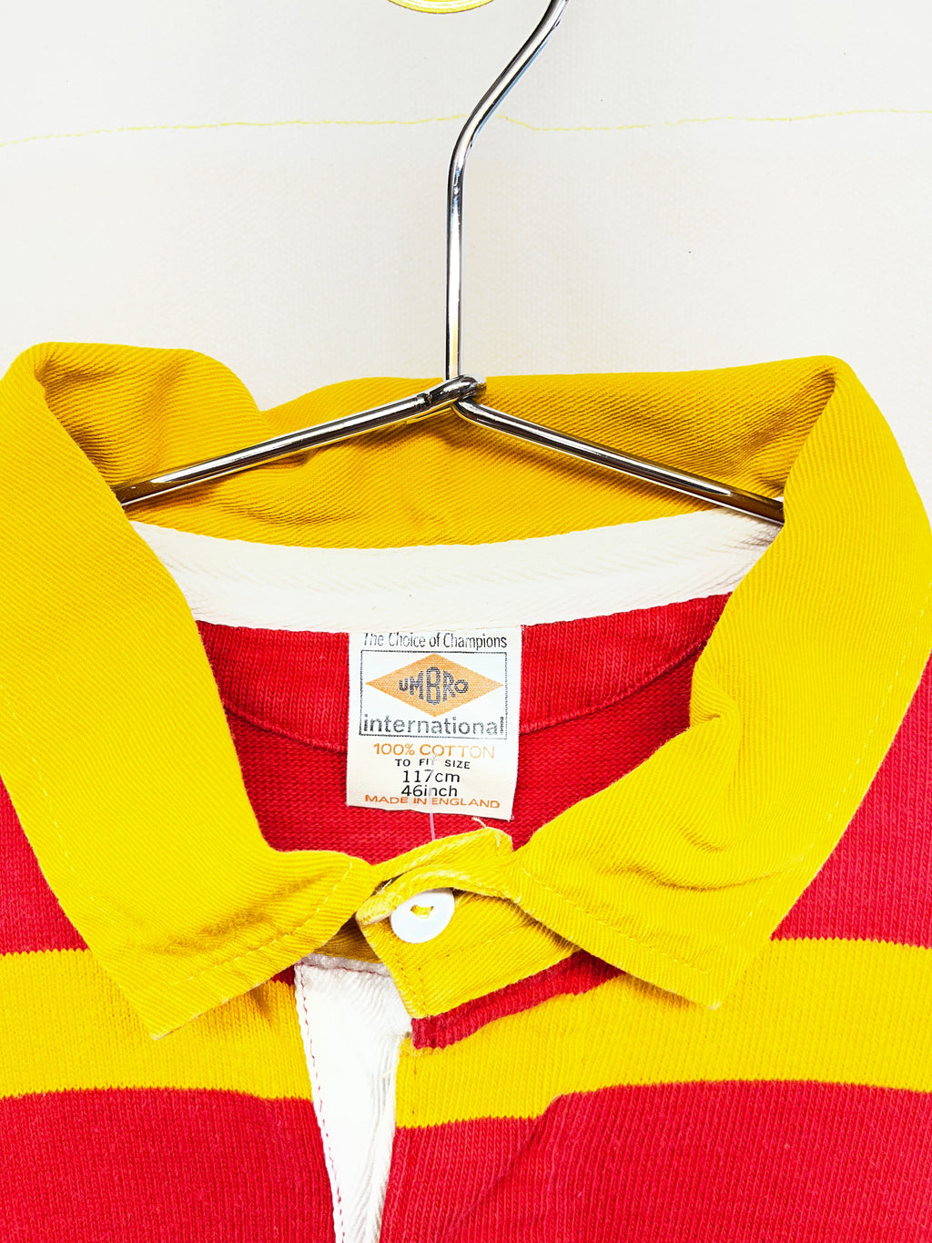Vintage Umbro Rugby Golden Oldies Festival London 1985 Red/Yellow Striped Shirt: Large
