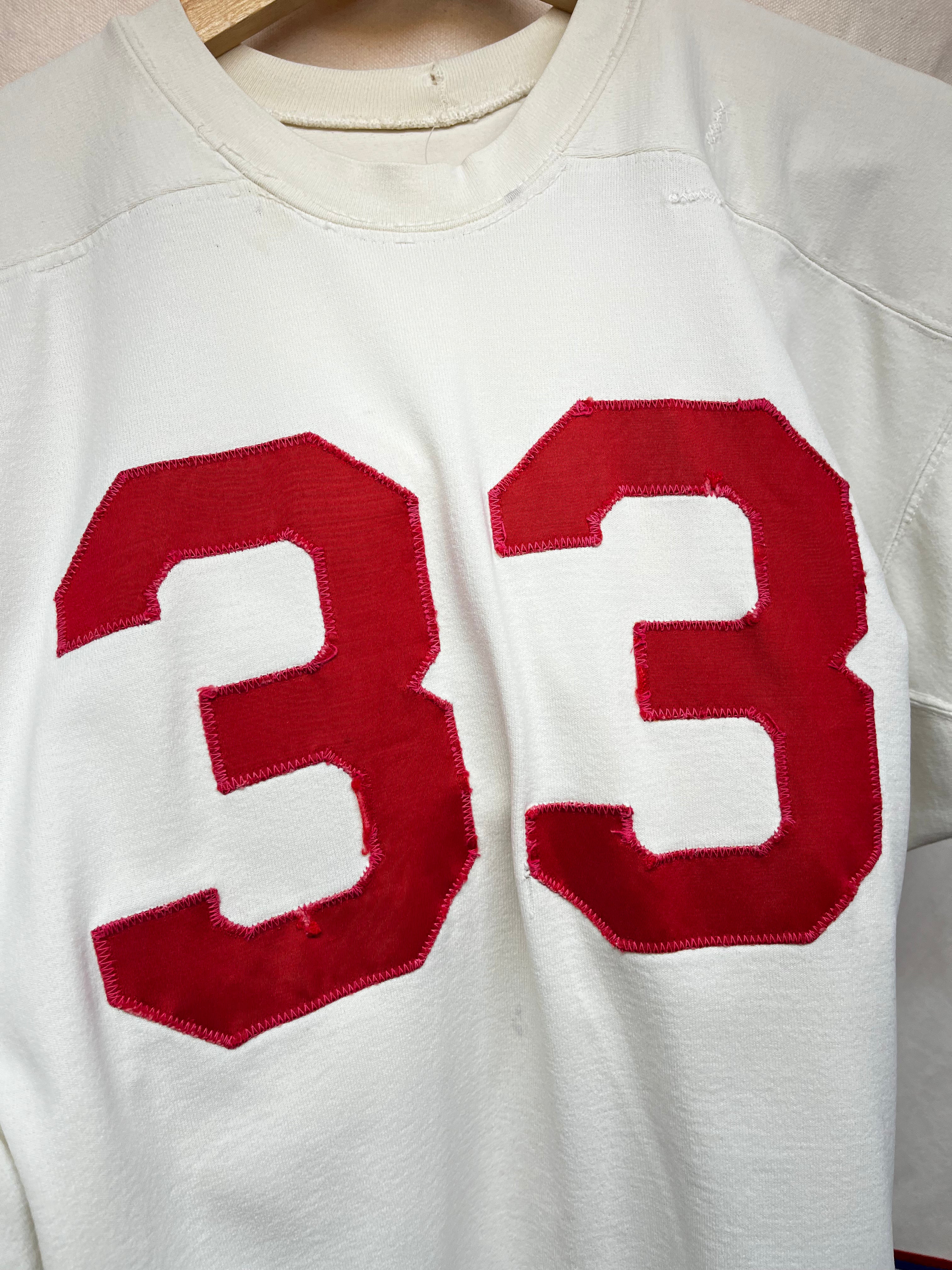 True Vintage 70's White/Red Football Jersey Shirt: Large
