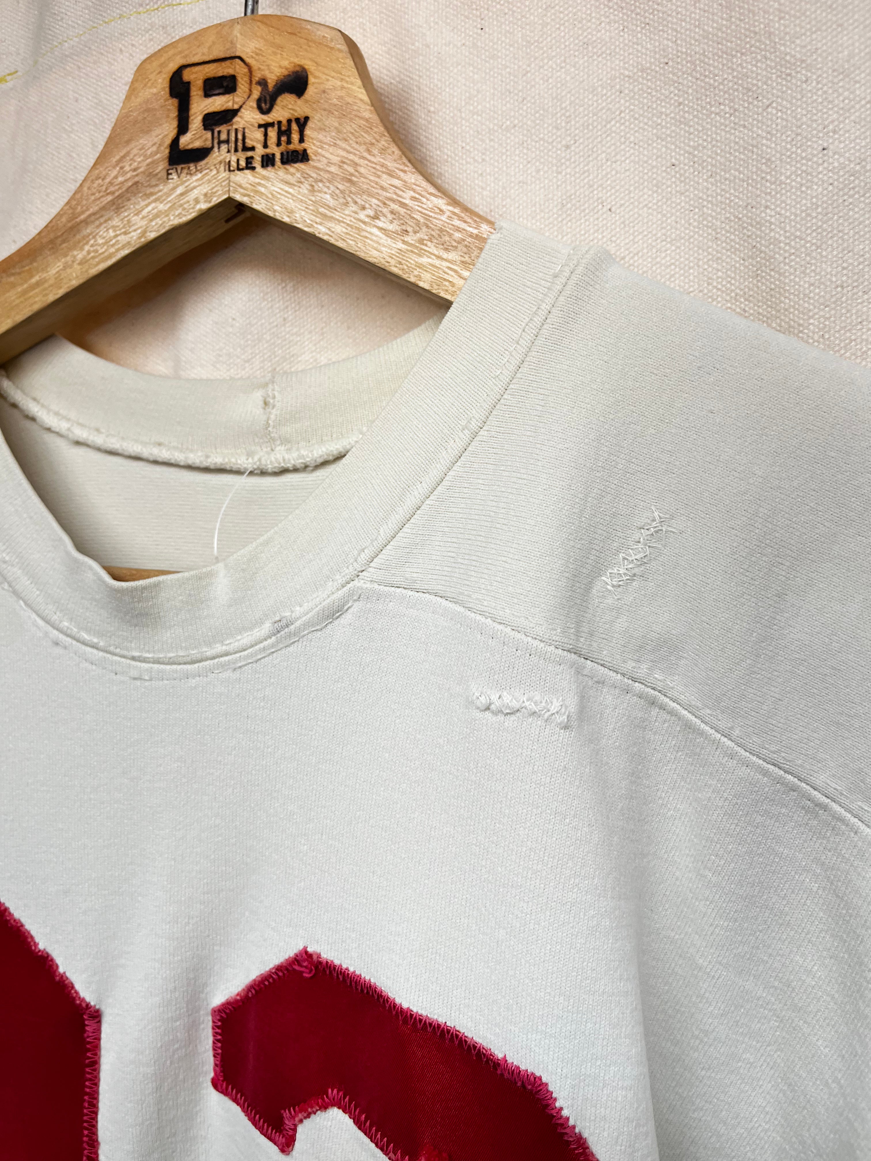True Vintage 70's White/Red Football Jersey Shirt: Large