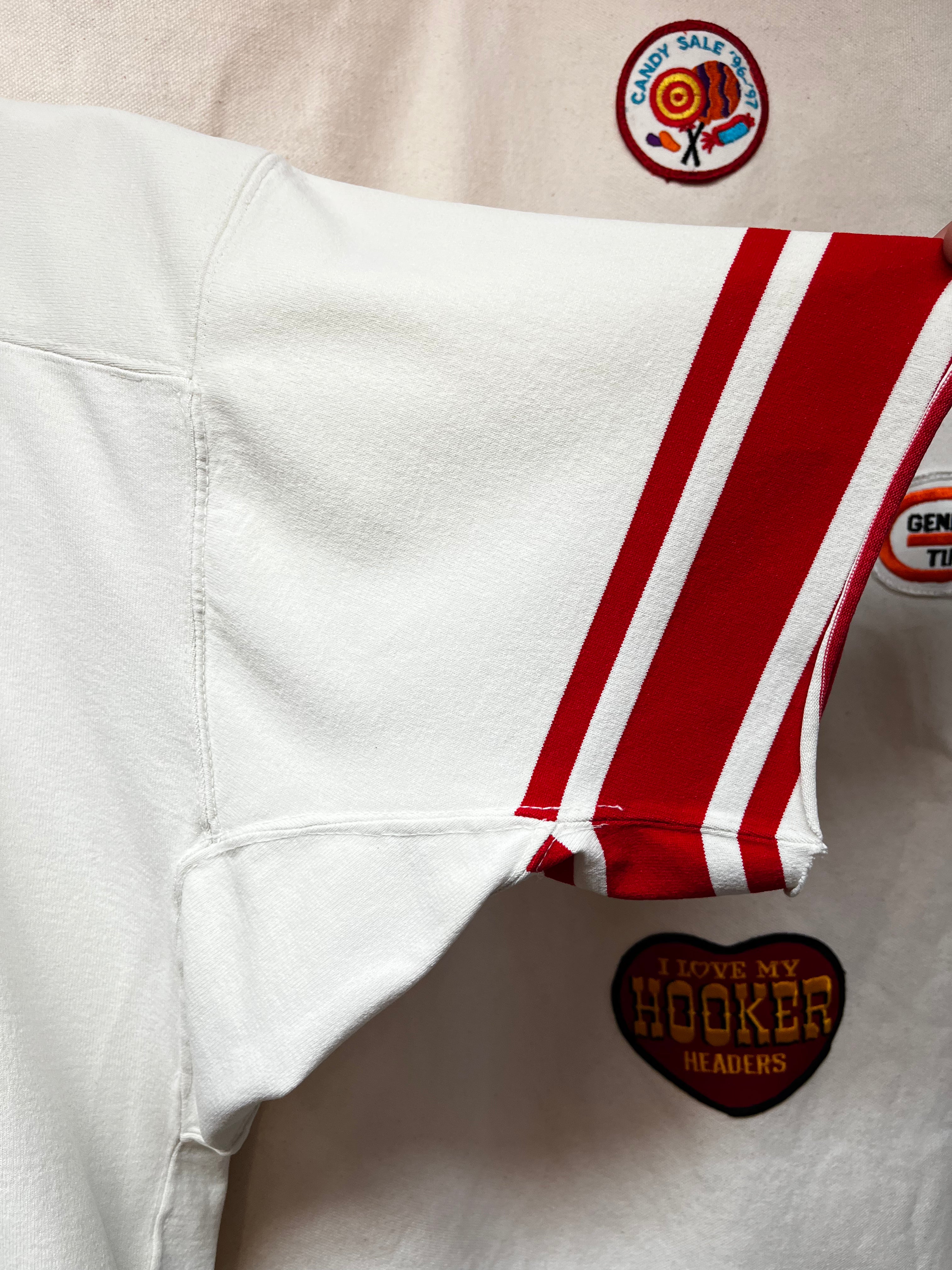 True Vintage 70's White/Red Football Jersey Shirt: Large