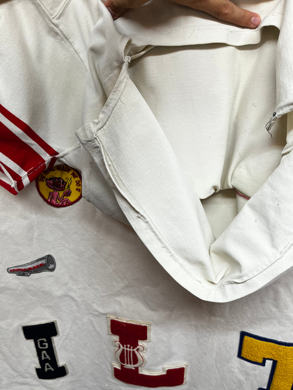 True Vintage 70's White/Red Football Jersey Shirt: Large