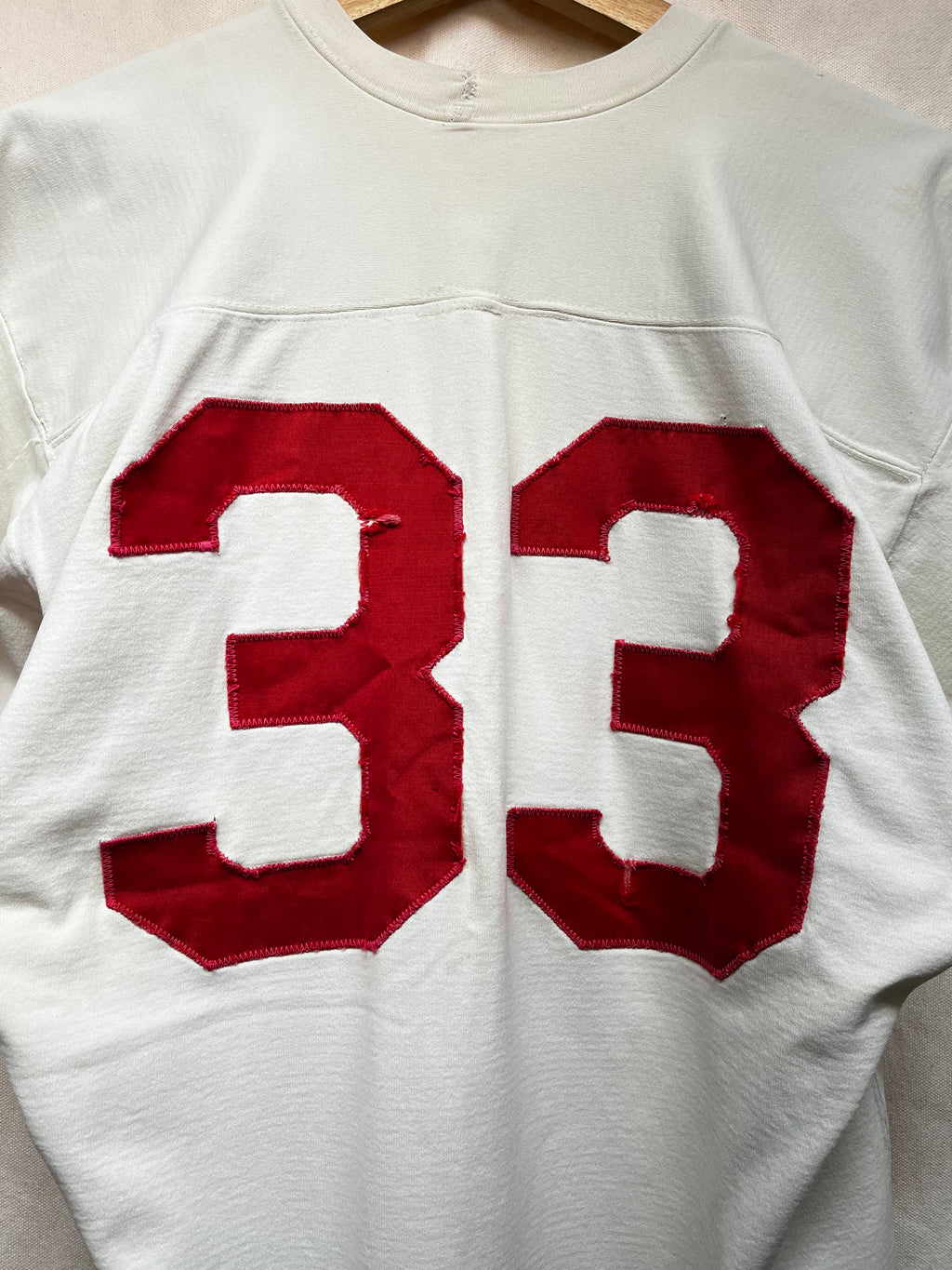 True Vintage 70's White/Red Football Jersey Shirt: Large