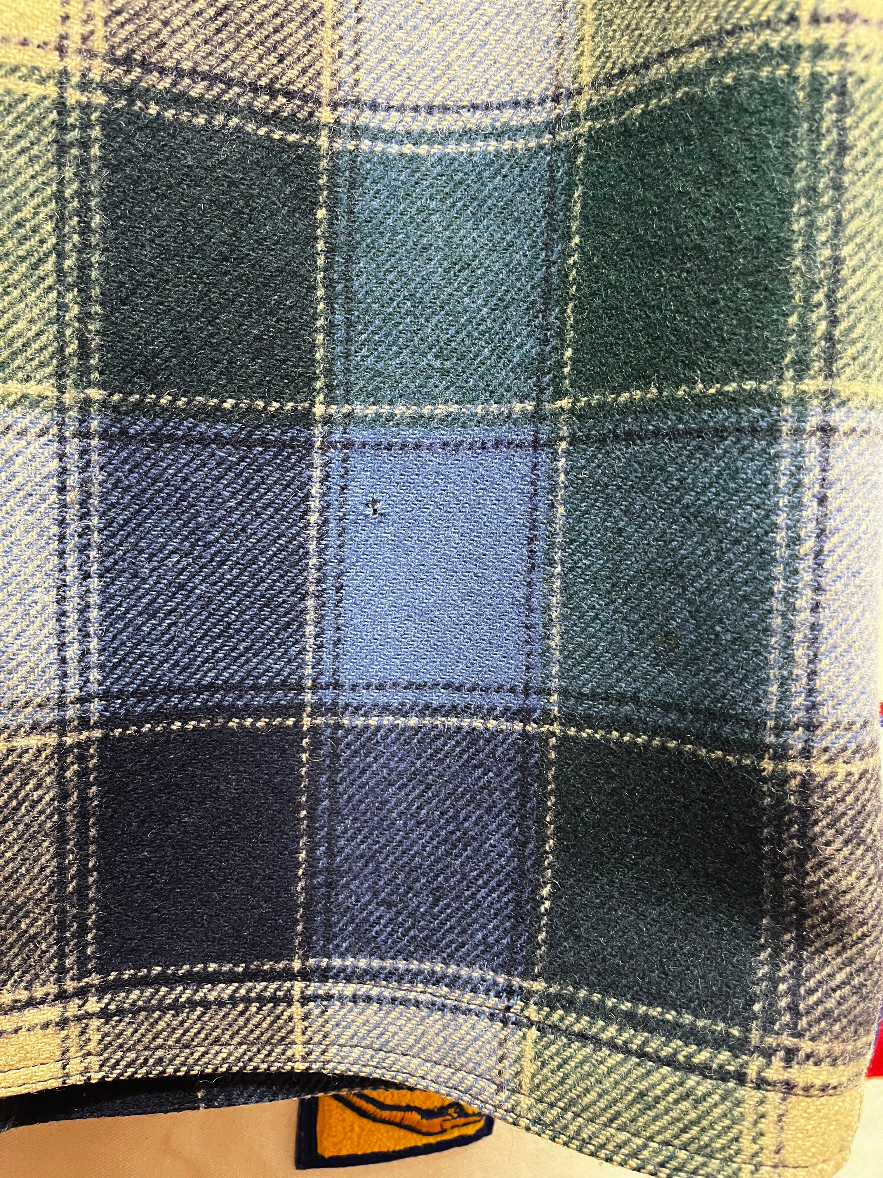 Vintage Pendelton Green/Blue Plaid Wool 70's Shirt Jacket: Medium