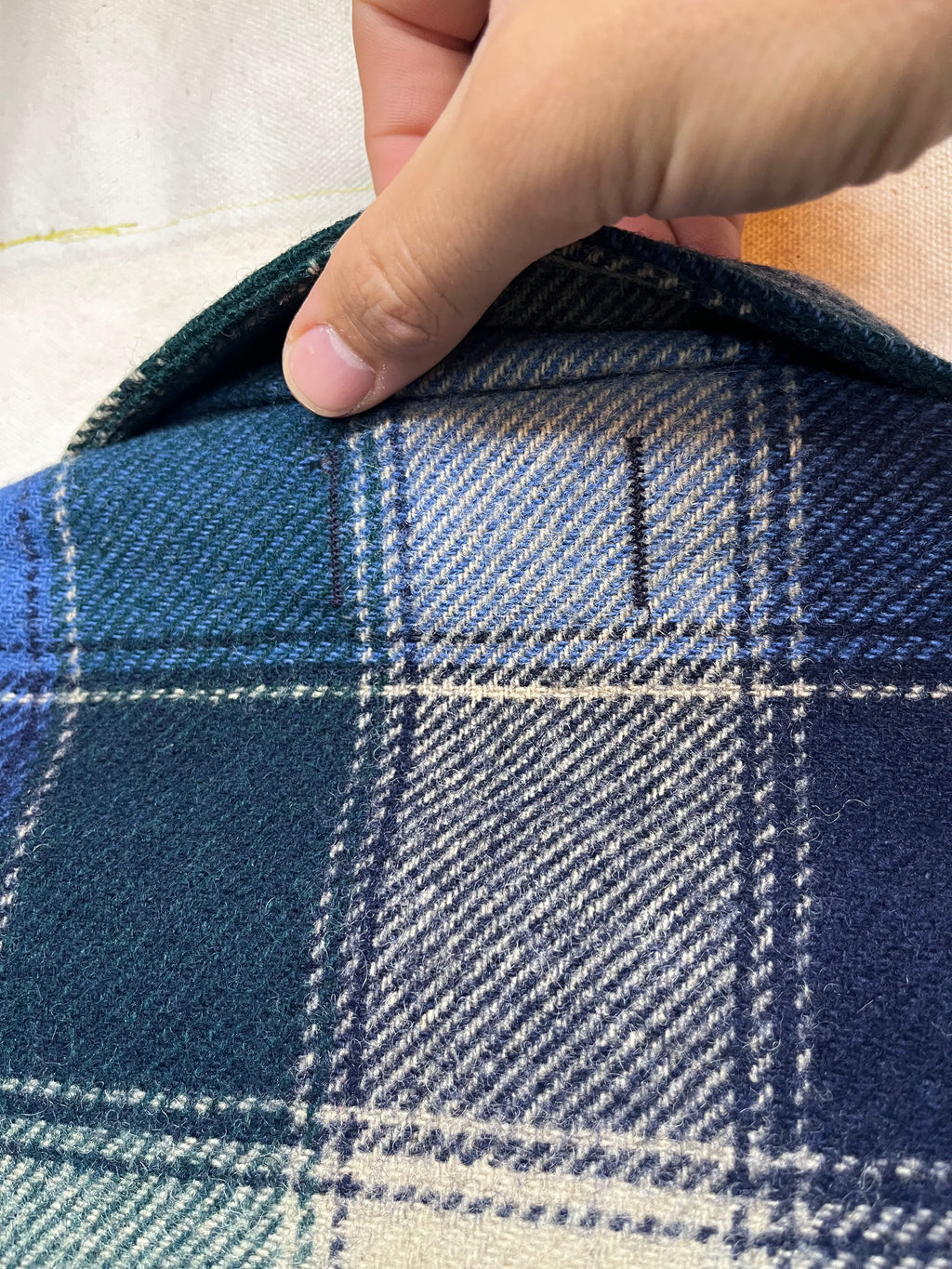 Vintage Pendelton Green/Blue Plaid Wool 70's Shirt Jacket: Medium
