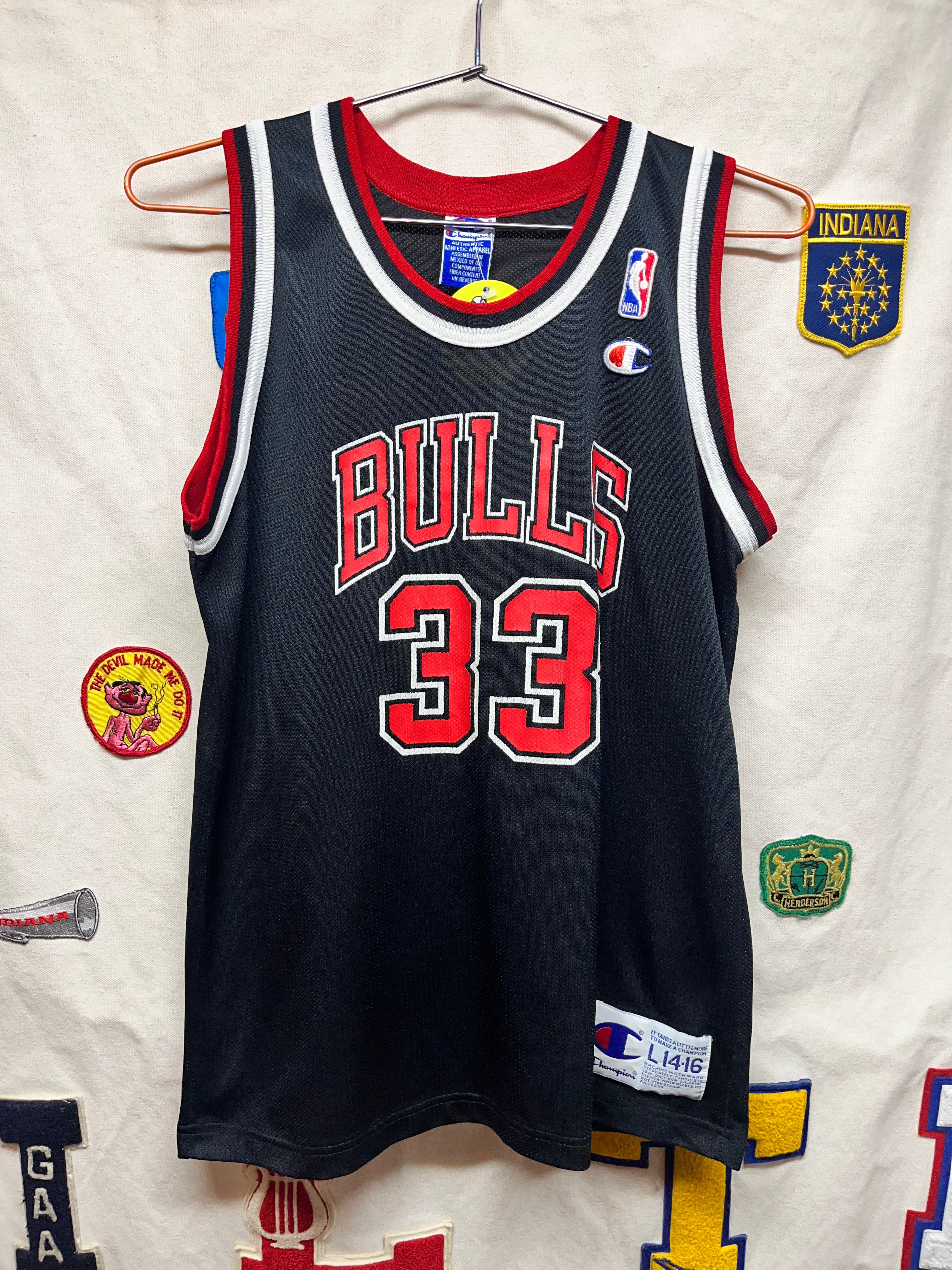 Vtg Chicago Bulls Champion Scottie Pippen Black Jersey: Youth Large