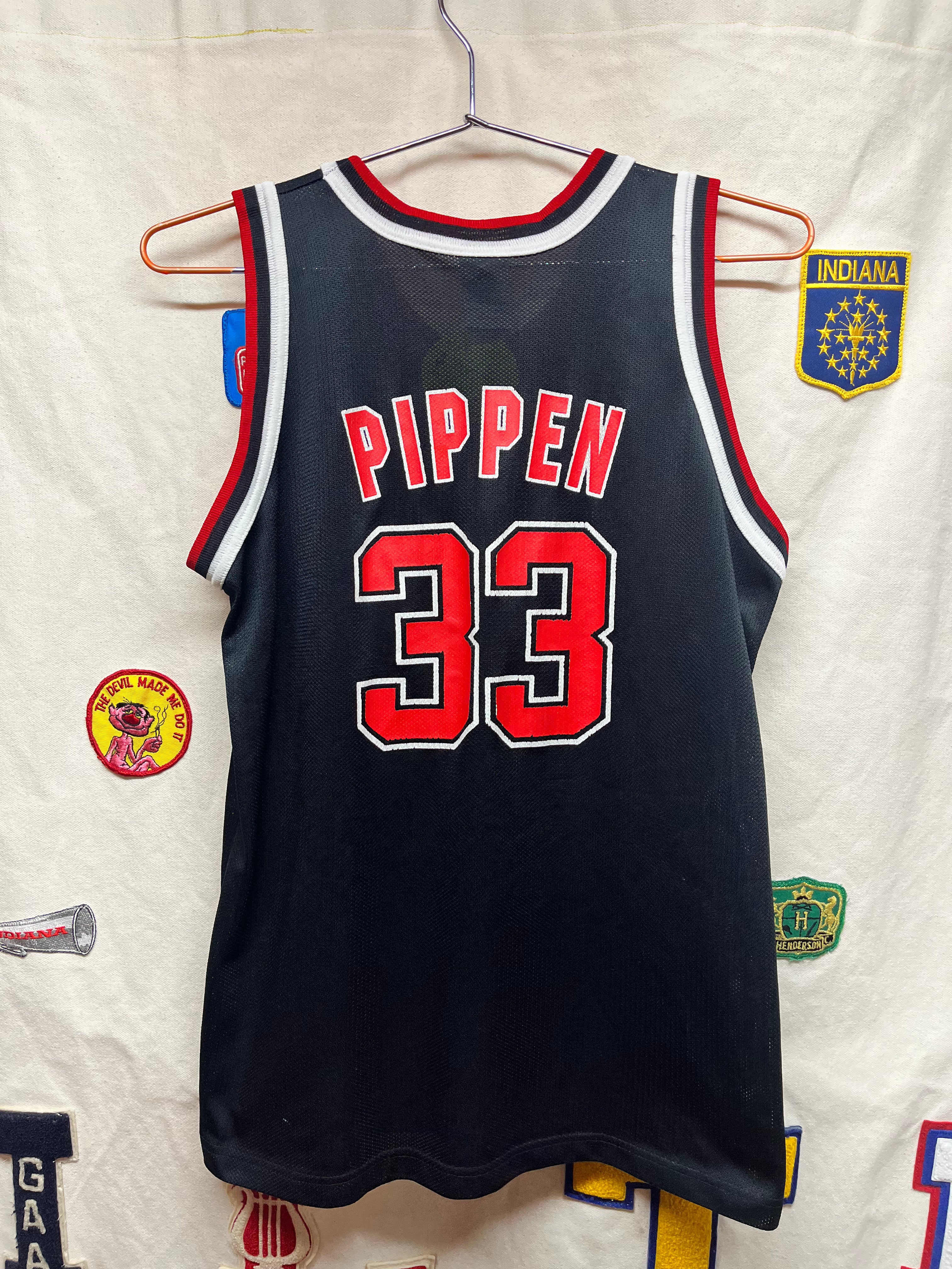 Vtg Chicago Bulls Champion Scottie Pippen Black Jersey: Youth Large