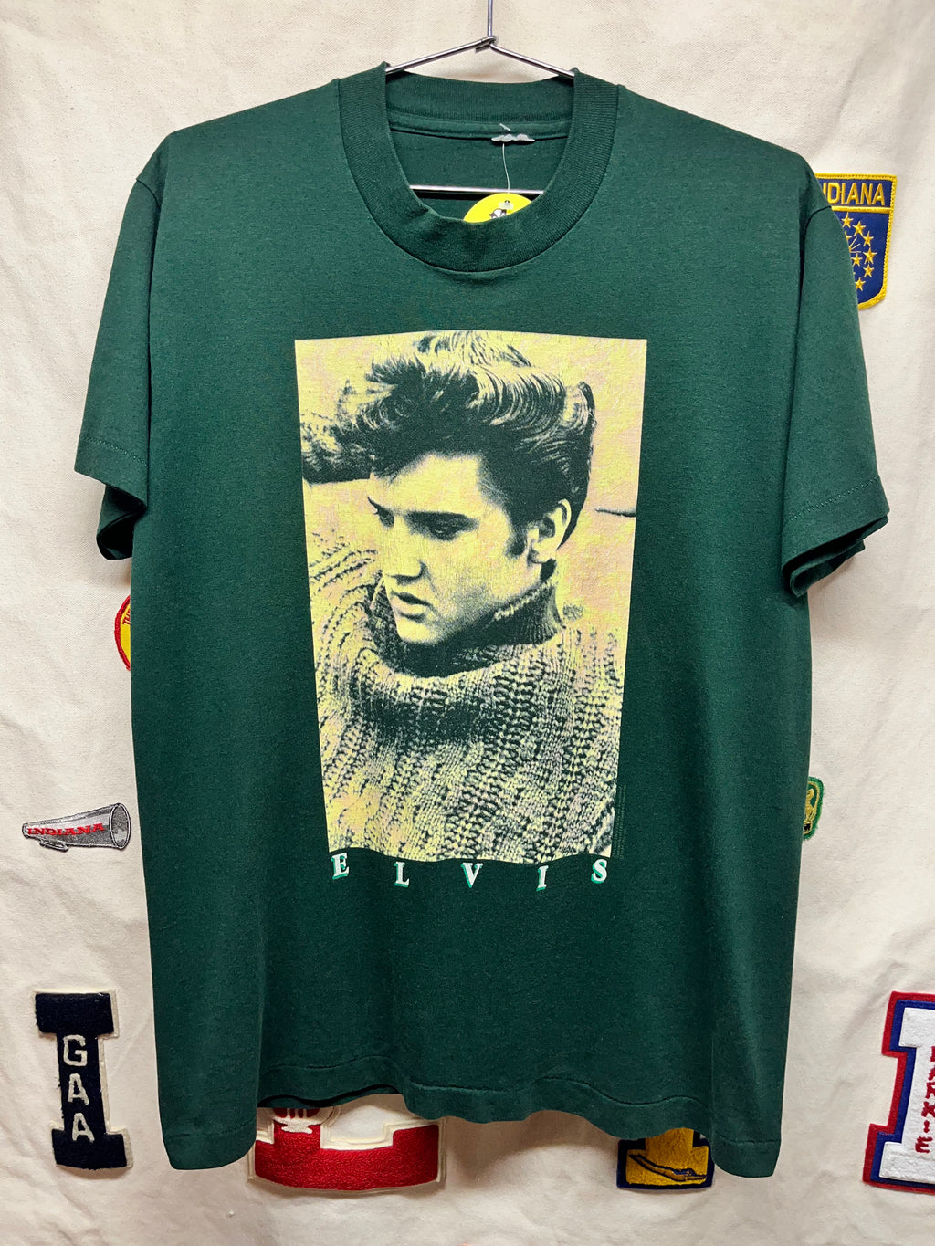 Vintage Elvis Presley 1994 Single Stitch Green T-Shirt: Large