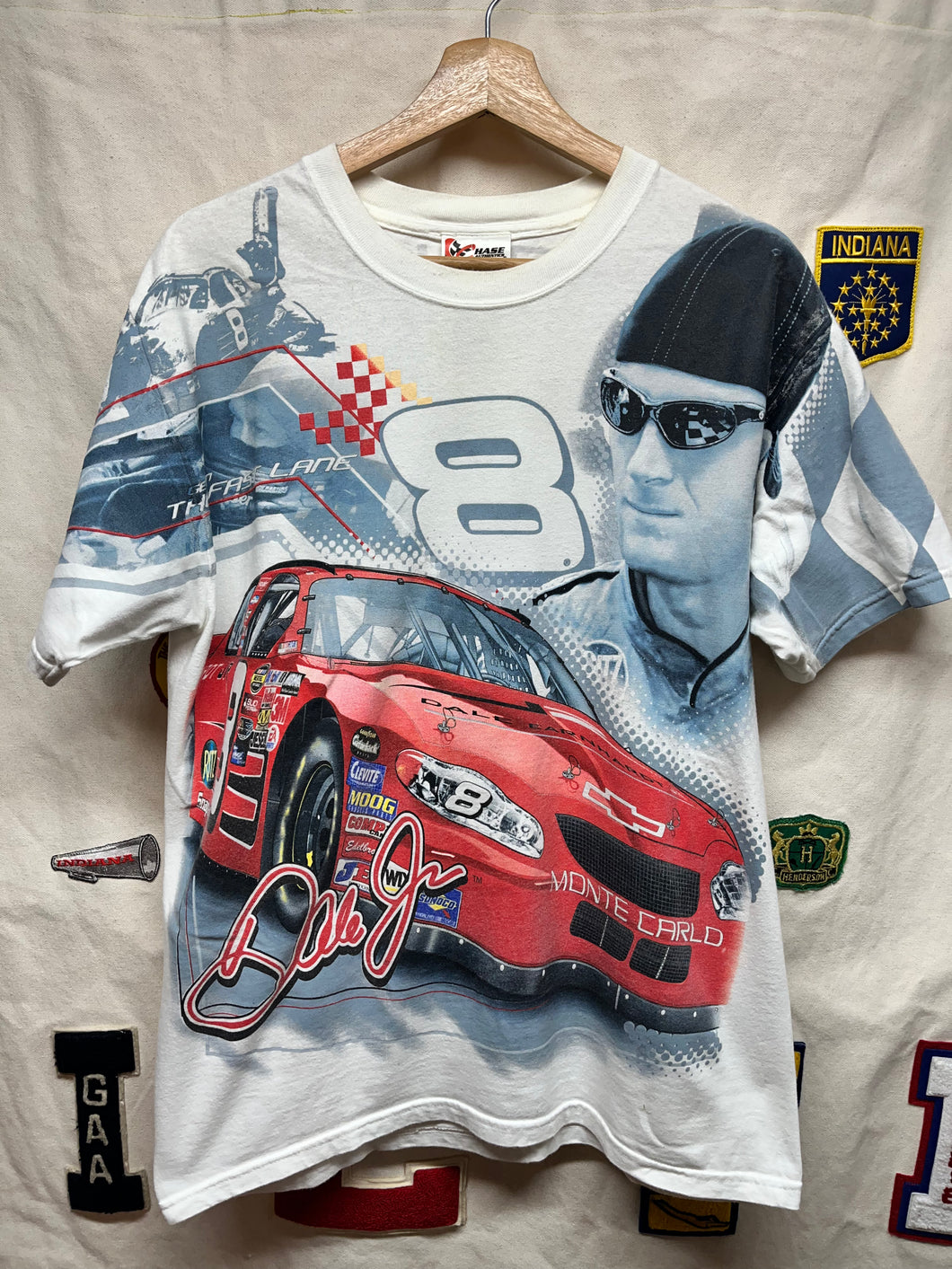Vintage NASCAR All Over Print Dale Earnhardt Jr. 8 Chase Racing T-Shirt: Medium