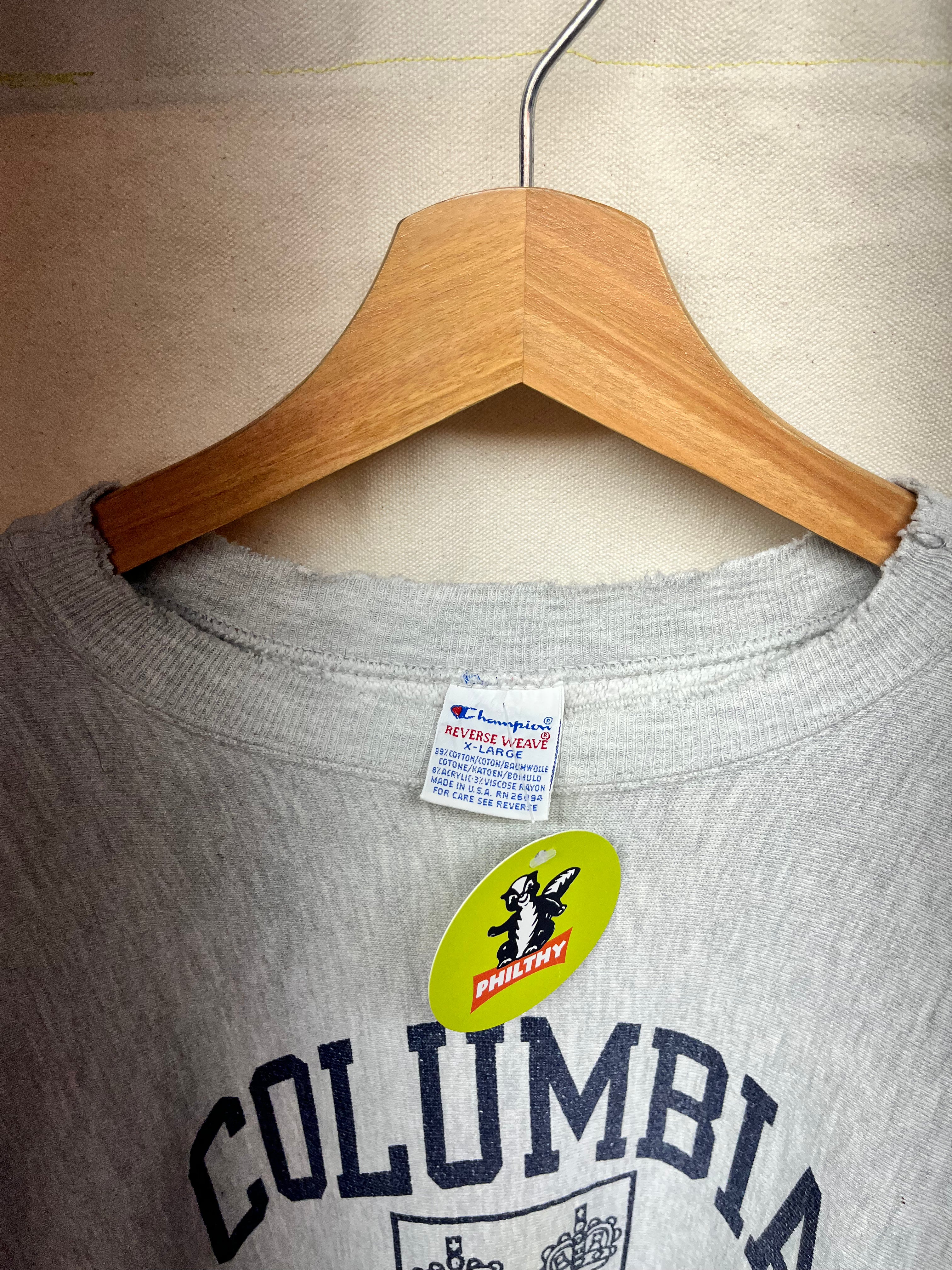 Vintage Columbia University Rugby Champion 90's Reverse Weave Grey Crewneck Sweatshirt: XL
