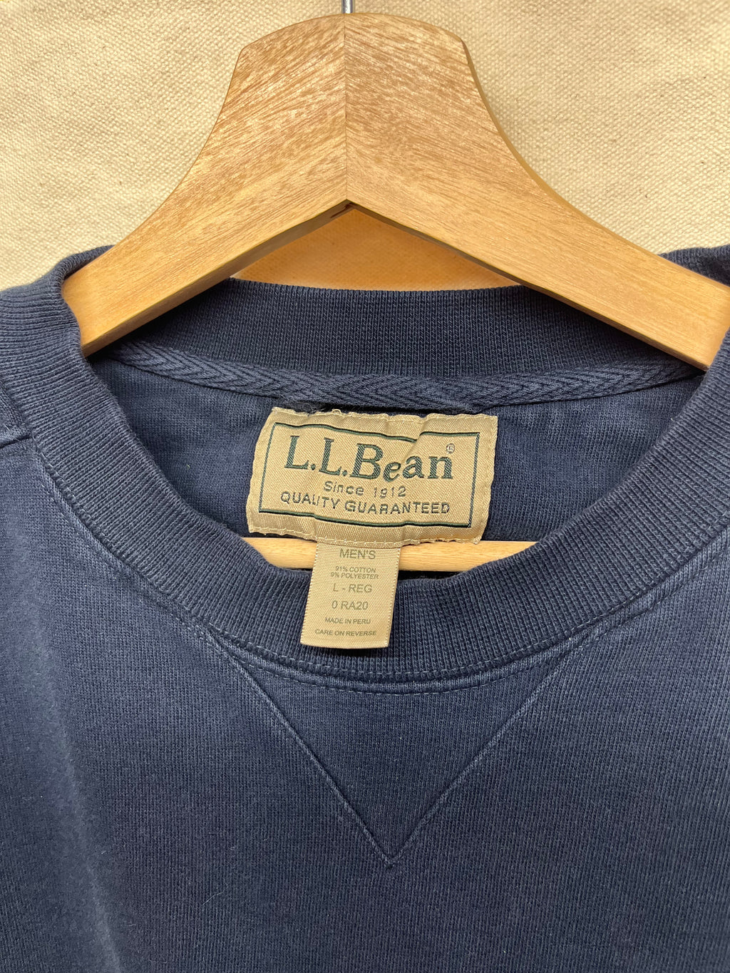 Vtg LL Bean 1912 Navy Blue Crewneck Sweatshirt: Large