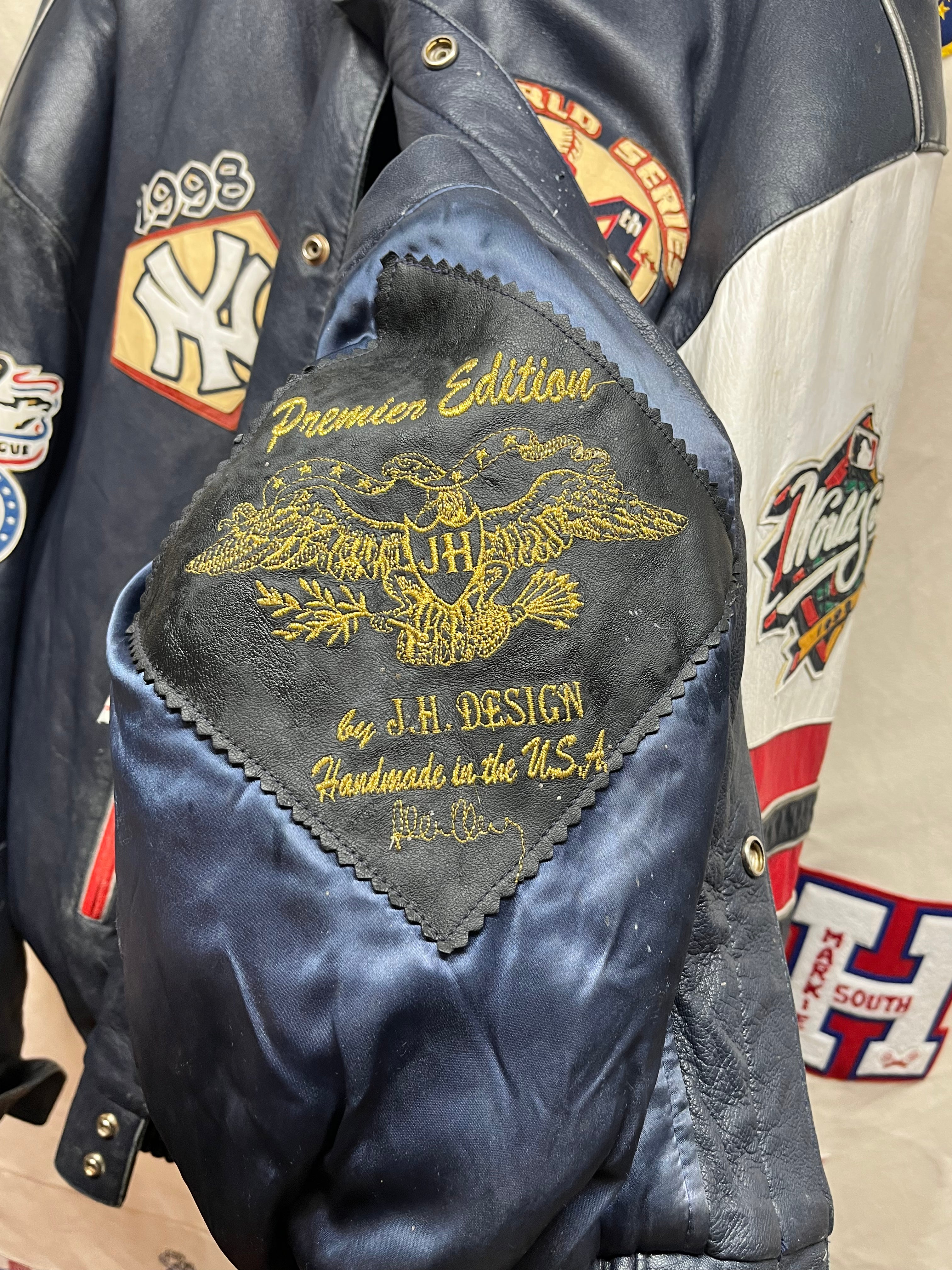 Vintage New York Yankees Jeff Hamilton 1998 World Series Champions Leather Jacket: XXXL