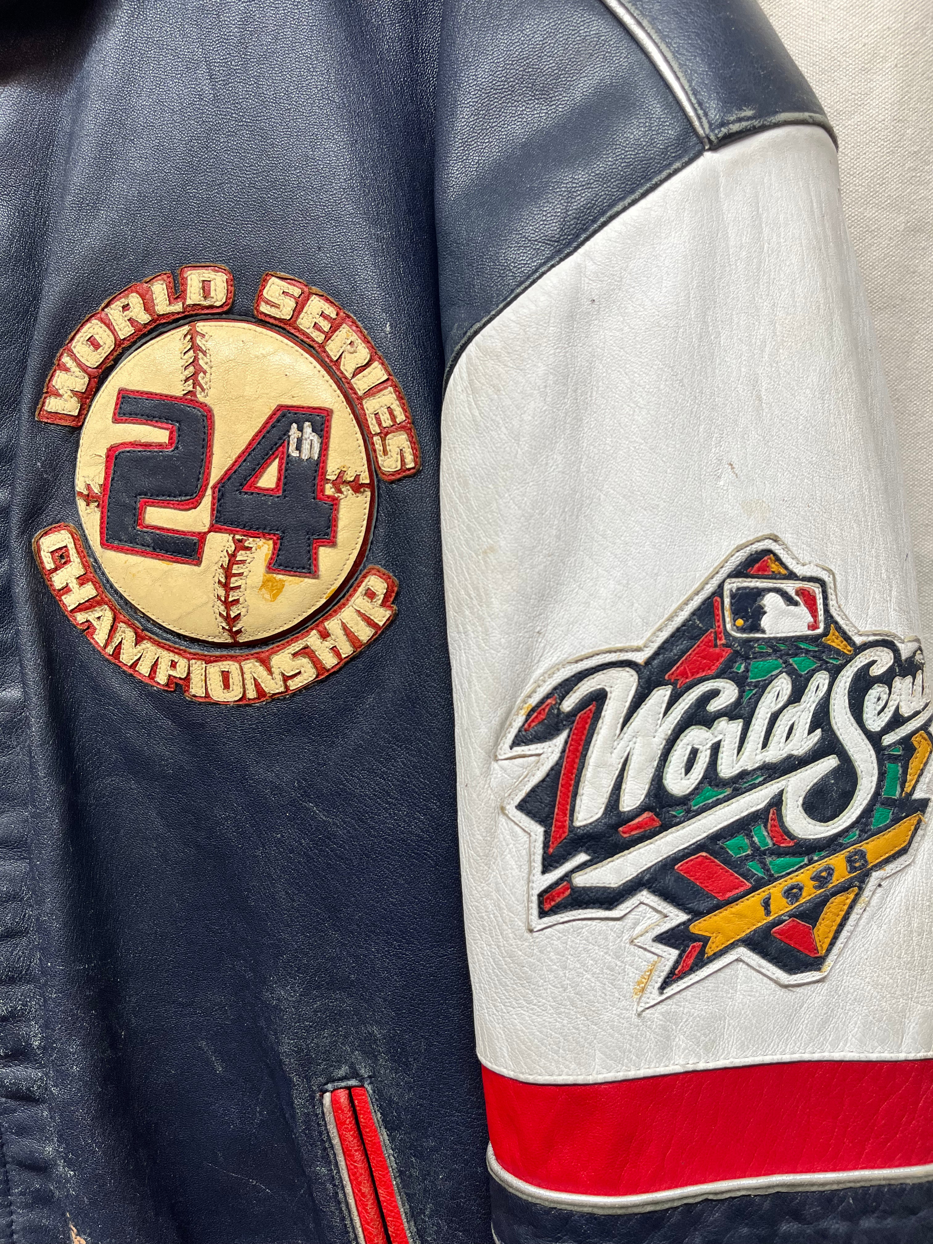 Vintage New York Yankees Jeff Hamilton 1998 World Series Champions Leather Jacket: XXXL