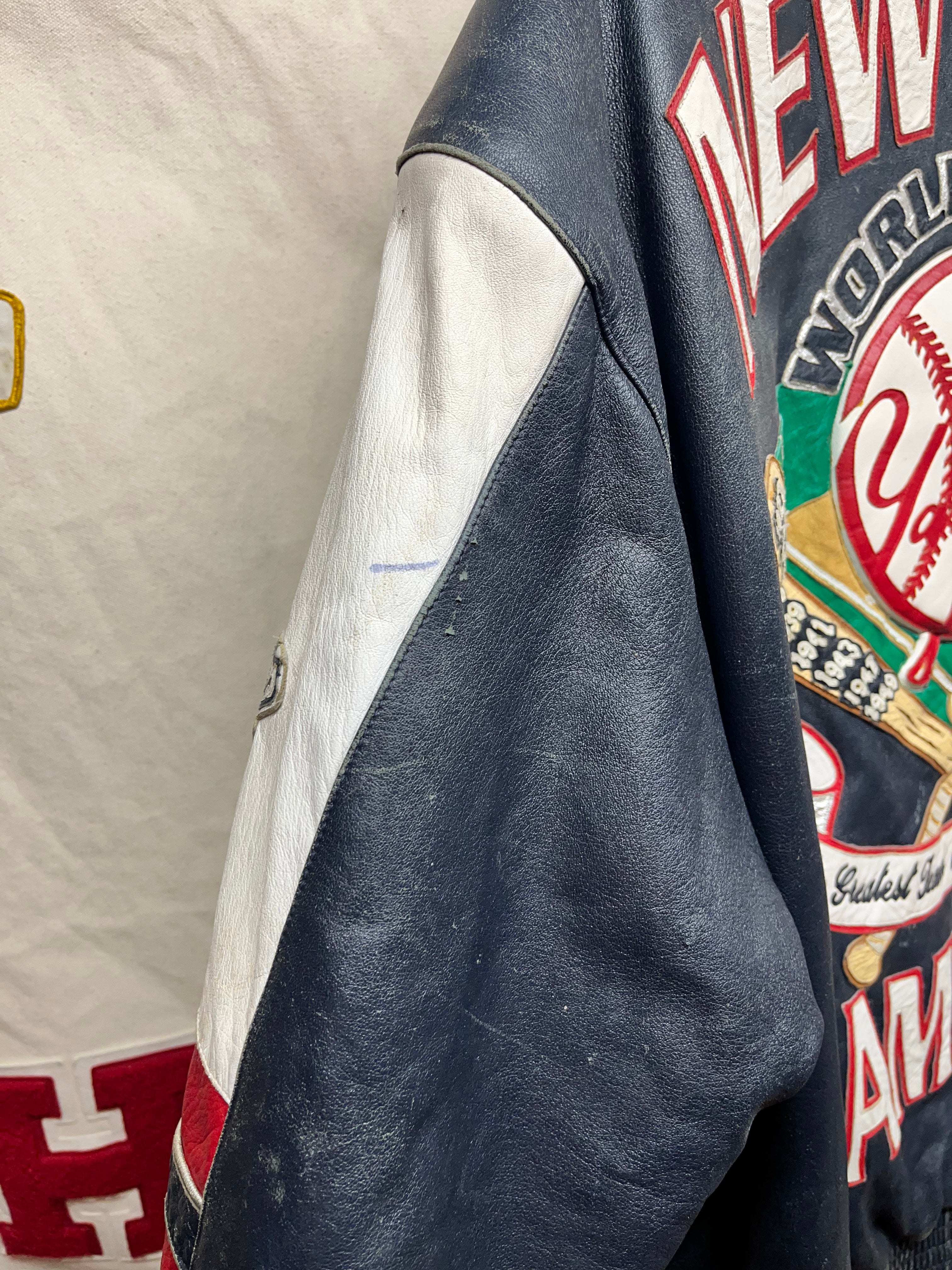 Vintage New York Yankees Jeff Hamilton 1998 World Series Champions Leather Jacket: XXXL