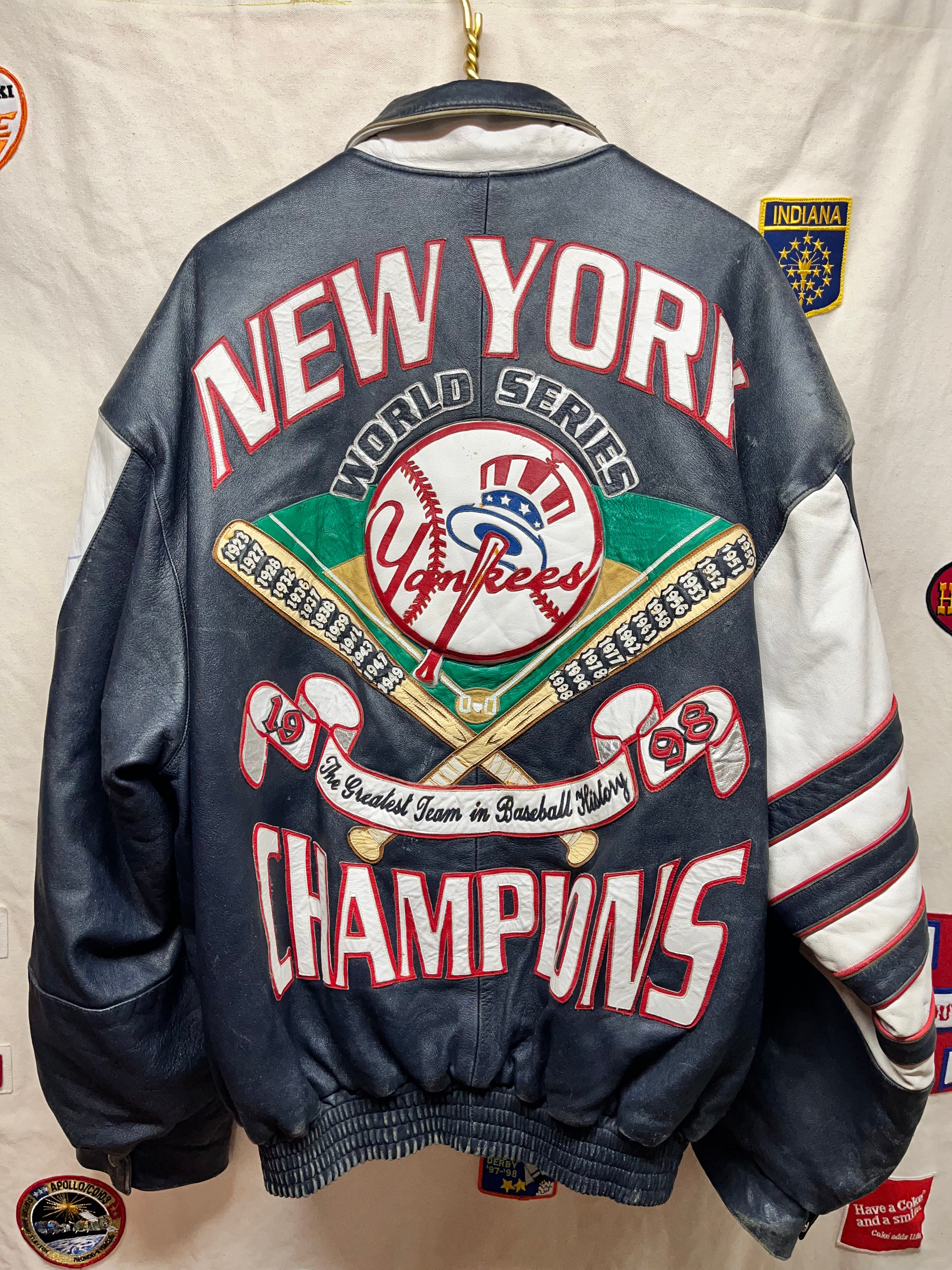 Vintage New York Yankees Jeff Hamilton 1998 World Series Champions Leather Jacket: XXXL
