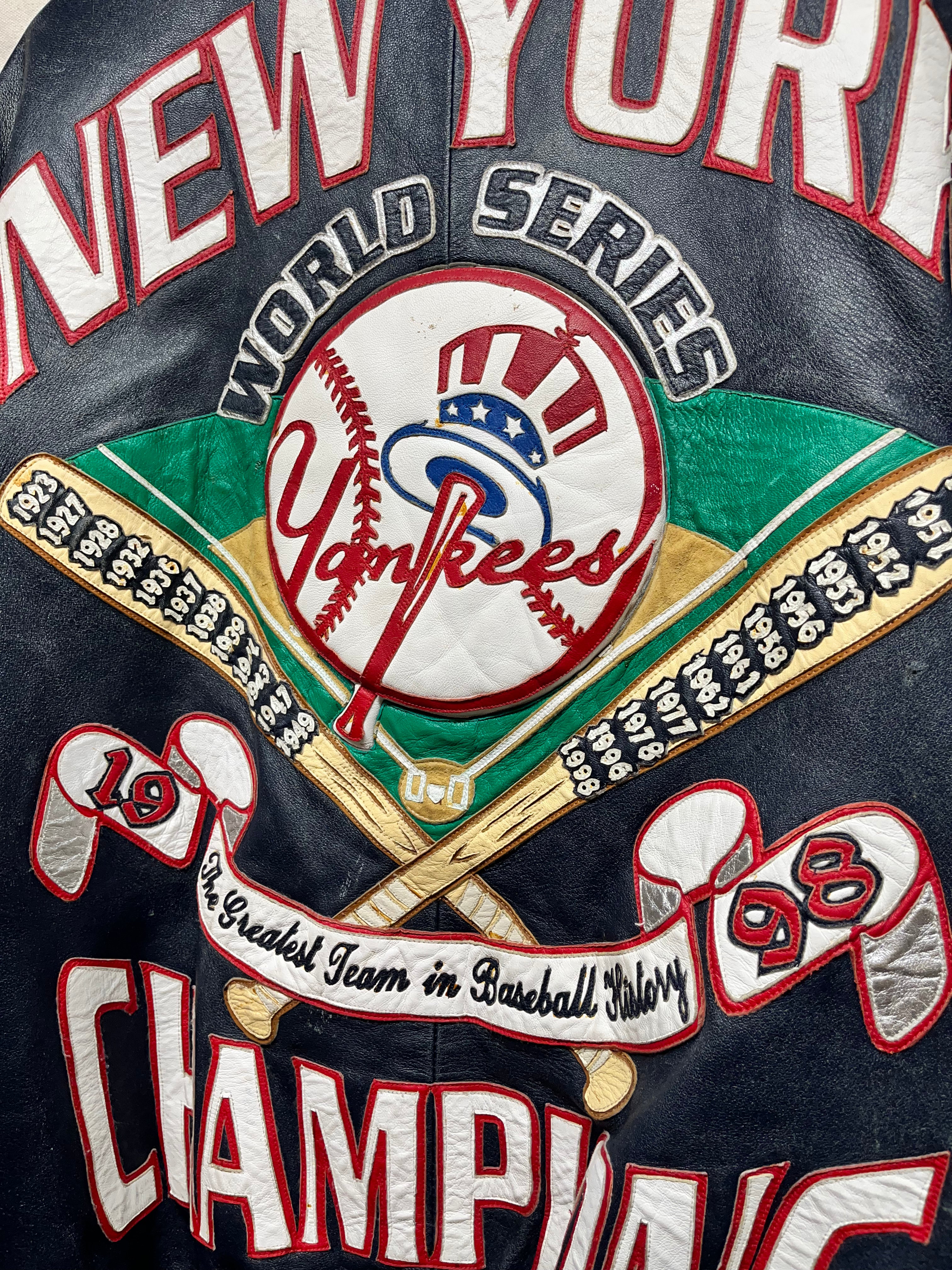 Vintage New York Yankees Jeff Hamilton 1998 World Series Champions Leather Jacket: XXXL