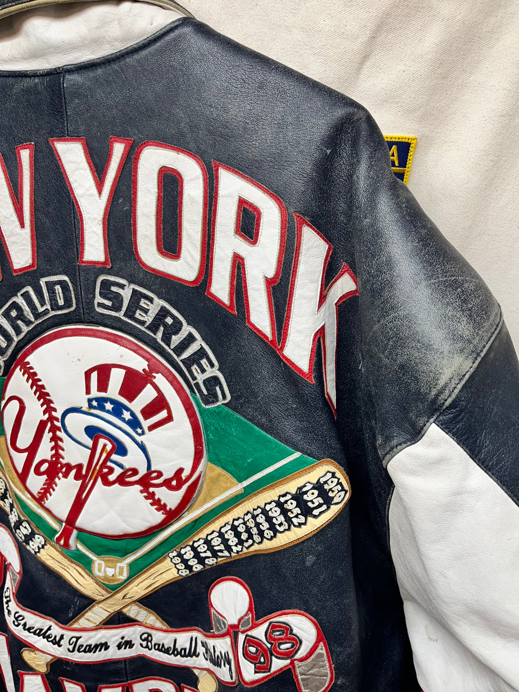 Vintage New York Yankees Jeff Hamilton 1998 World Series Champions Leather Jacket: XXXL