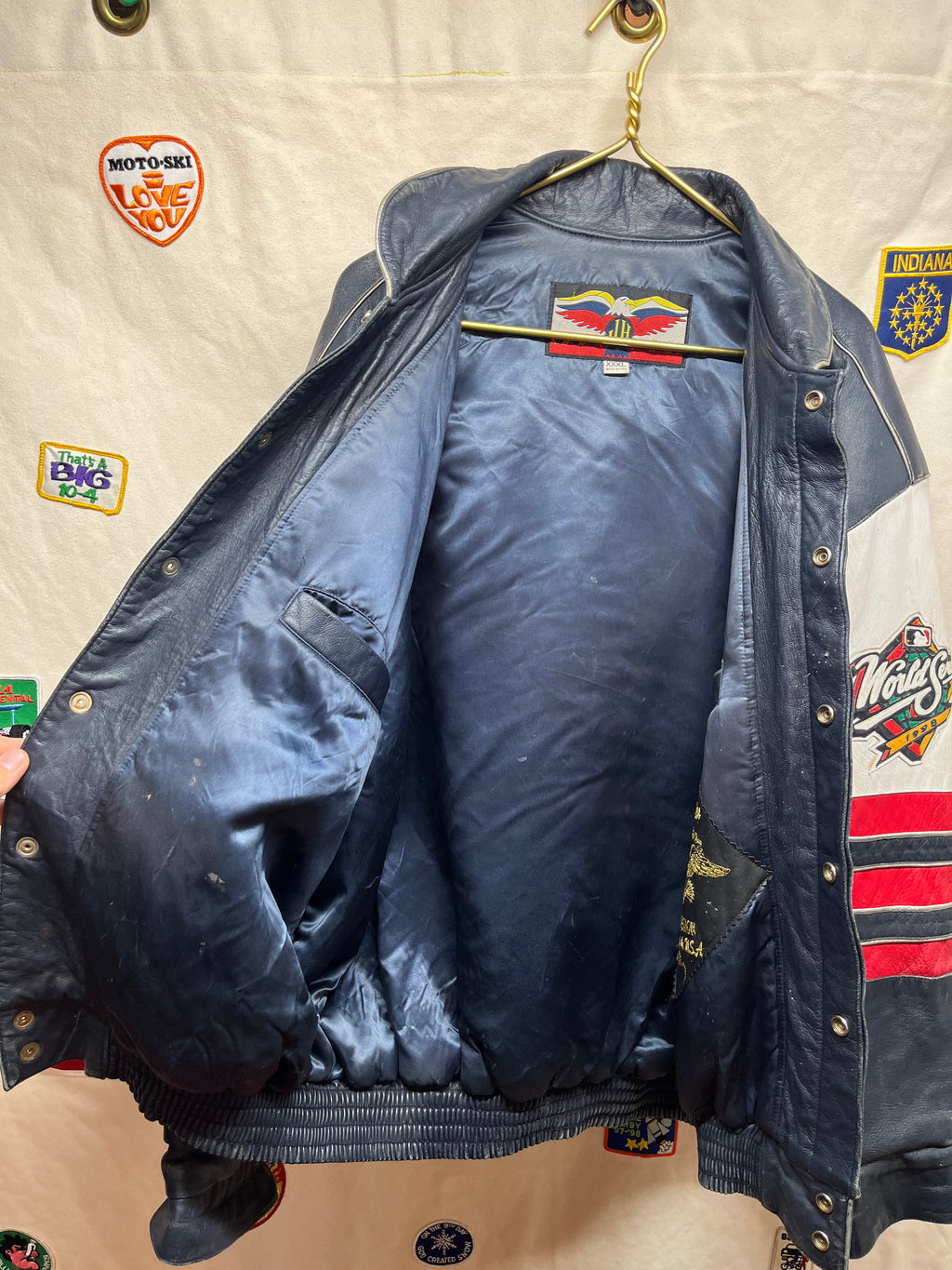 Vintage New York Yankees Jeff Hamilton 1998 World Series Champions Leather Jacket: XXXL