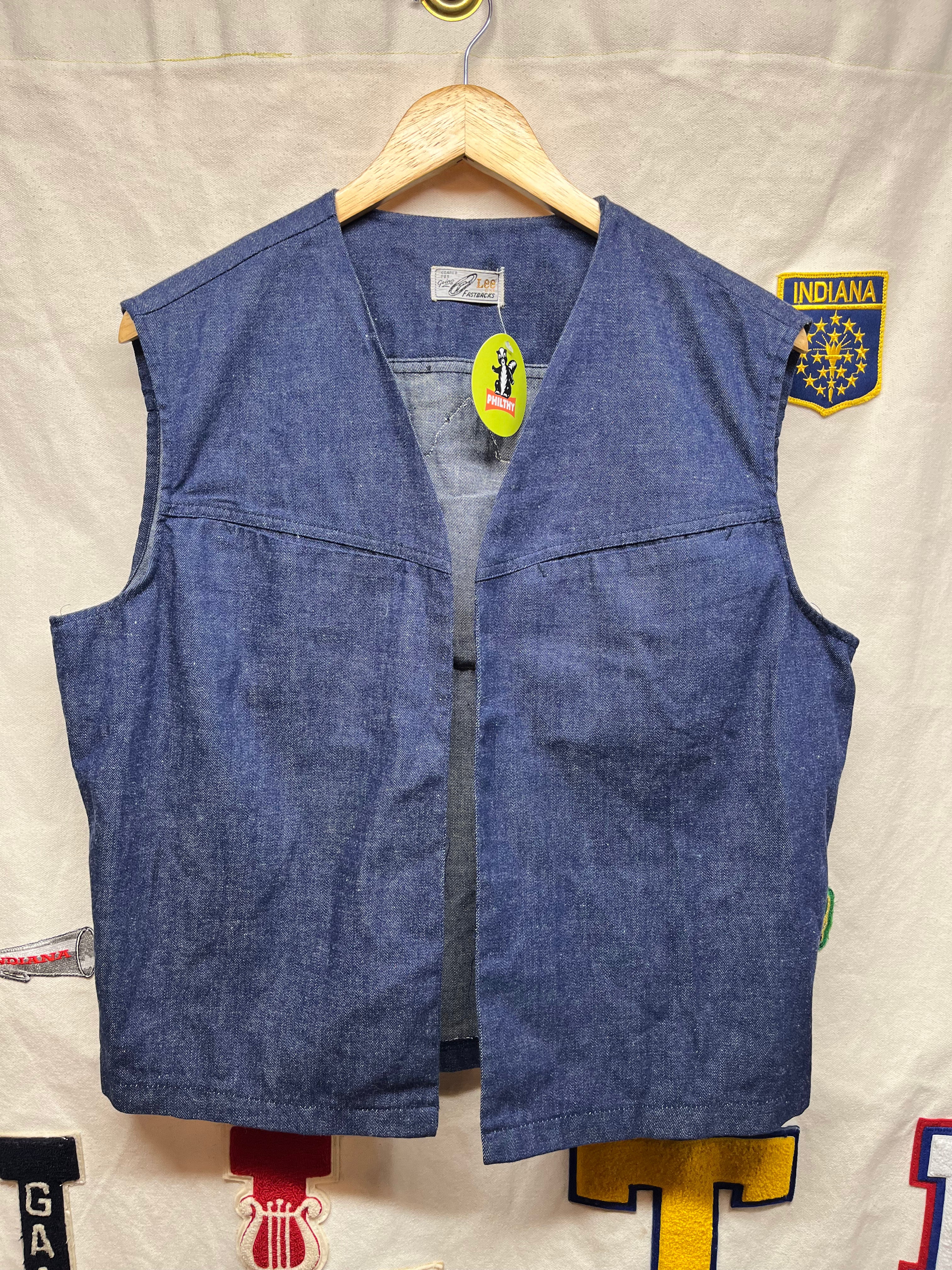 Vintage Lee Fastbacks 60's Denim Vest Stroh's Beer Patch: Medium/Large