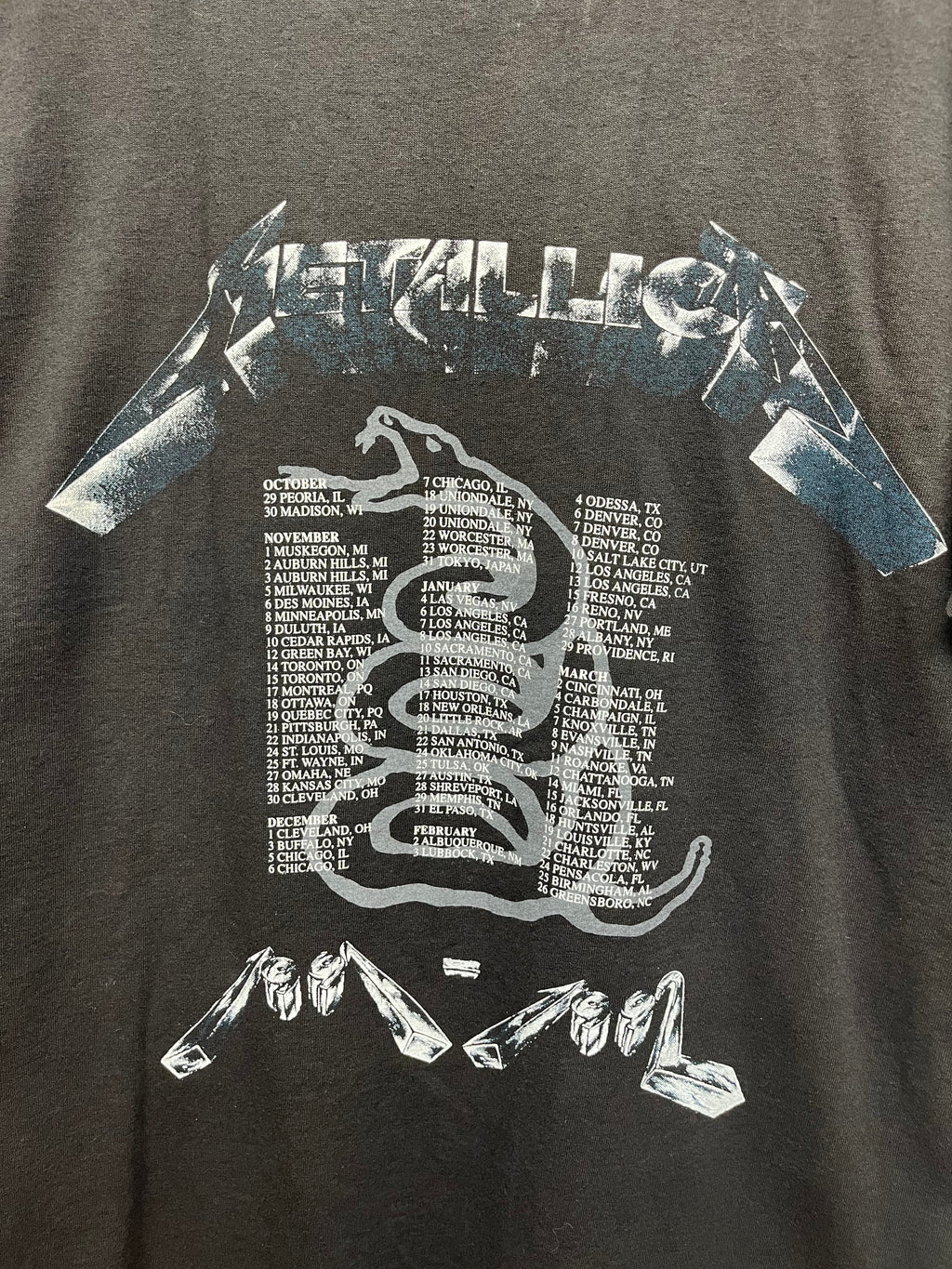 Vintage Metallica 1991 1992 4 Faces Brockum Concert Tour T-Shirt: Large