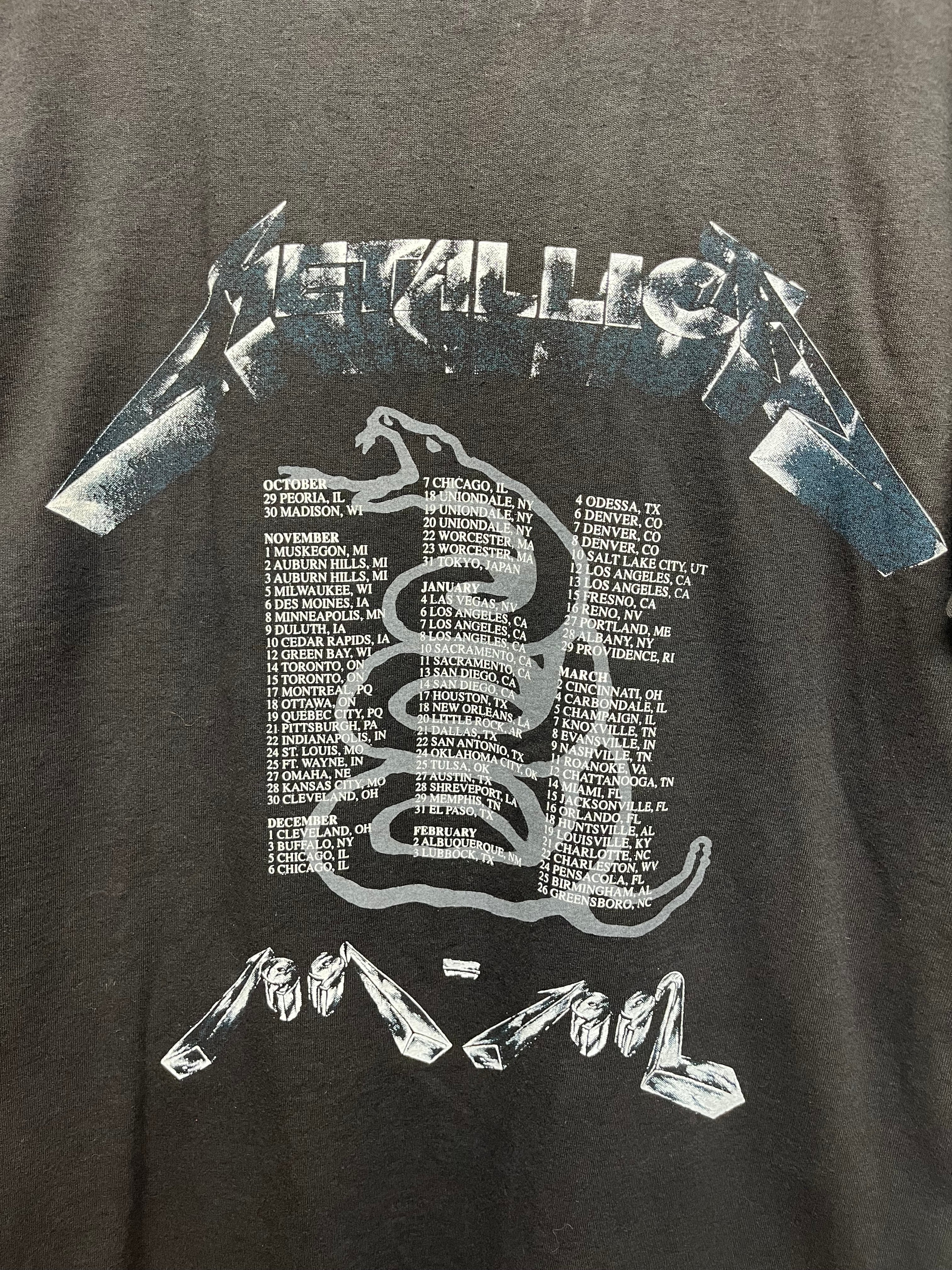 Vintage Metallica 1991 1992 4 Faces Brockum Concert Tour T-Shirt: Large