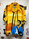 Vintage Scarface Movie Tony Montana Dragonfly Button Up Hawaiian Shirt: Large