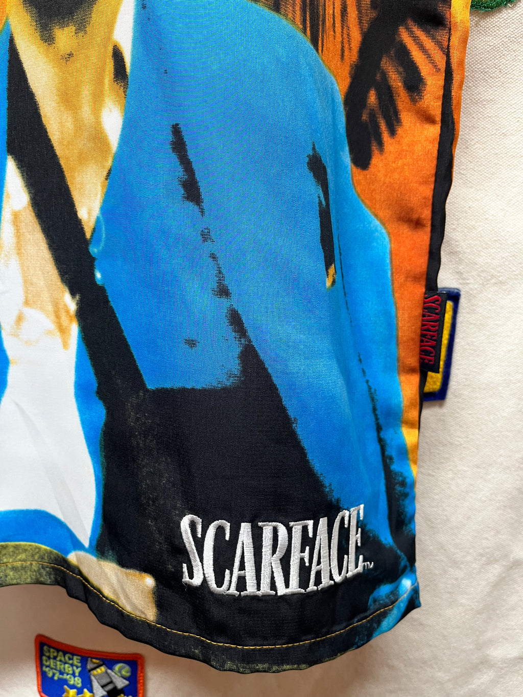 Vintage Scarface Movie Tony Montana Dragonfly Button Up Hawaiian Shirt: Large