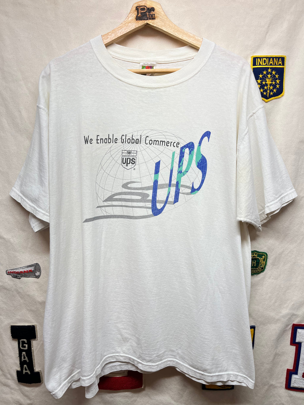 Vintage UPS Promo We Enable Global Commerce Shipping White T-Shirt: XL