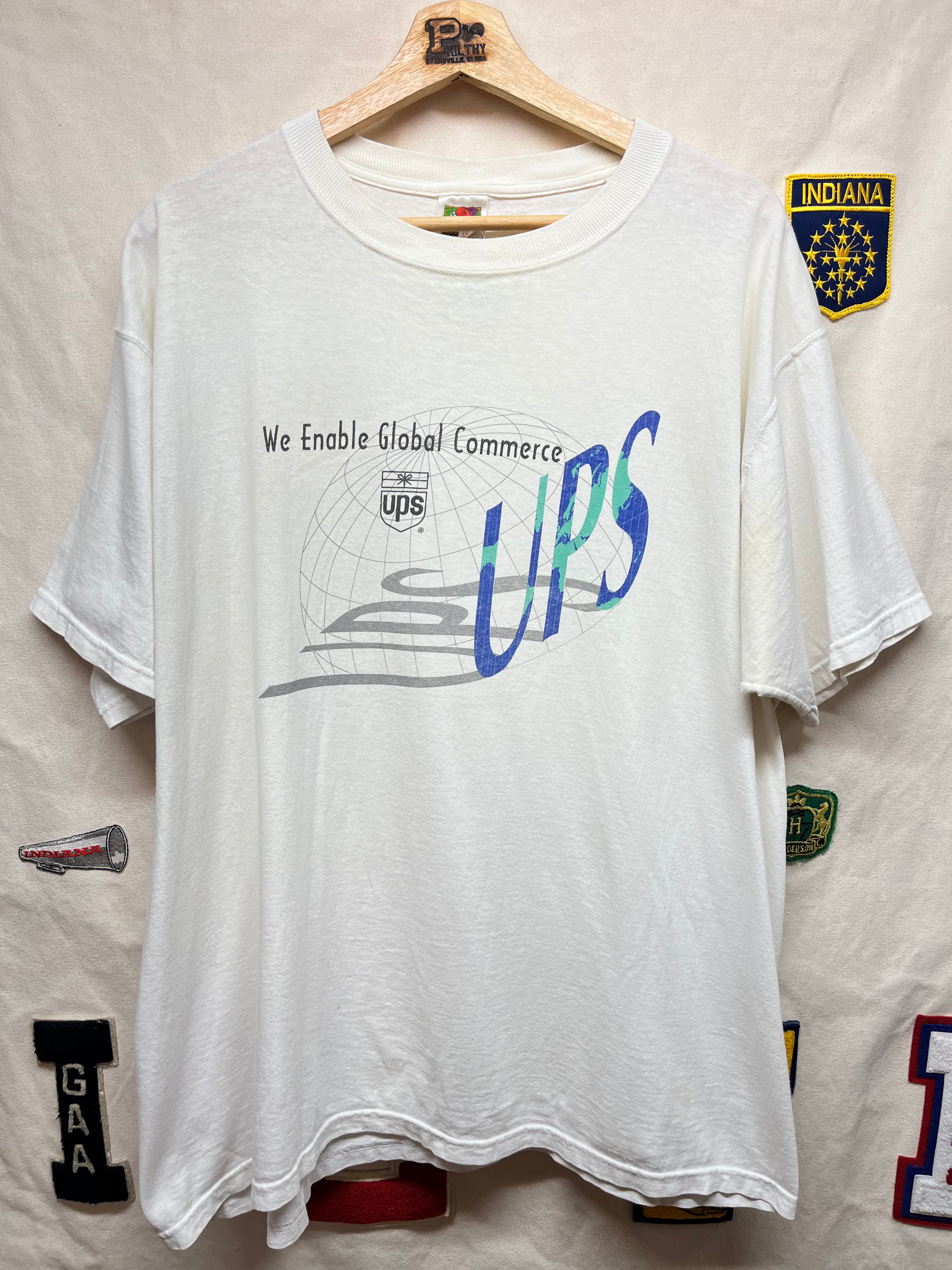 Vintage UPS Promo We Enable Global Commerce Shipping White T-Shirt: XL