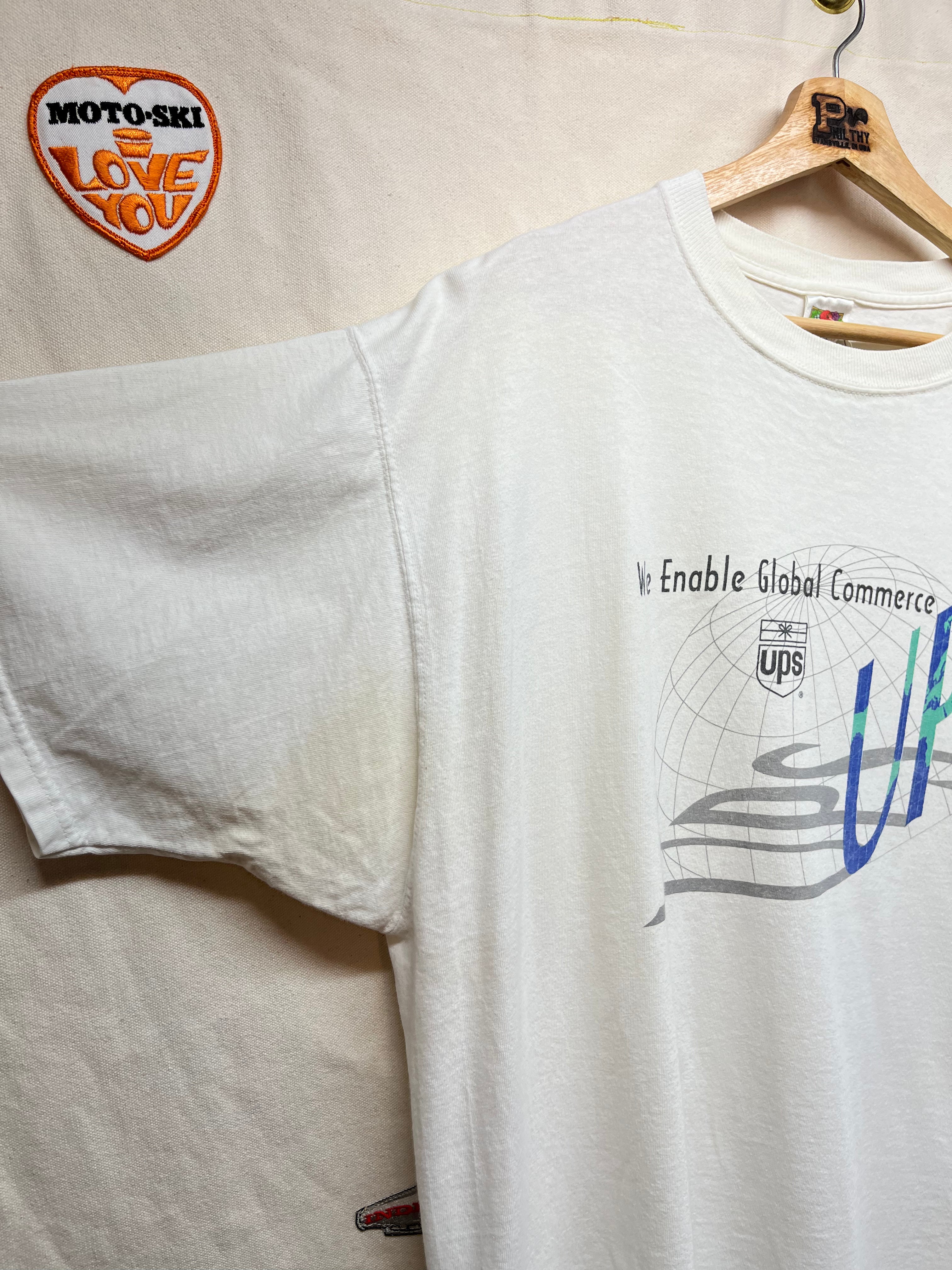 Vintage UPS Promo We Enable Global Commerce Shipping White T-Shirt: XL