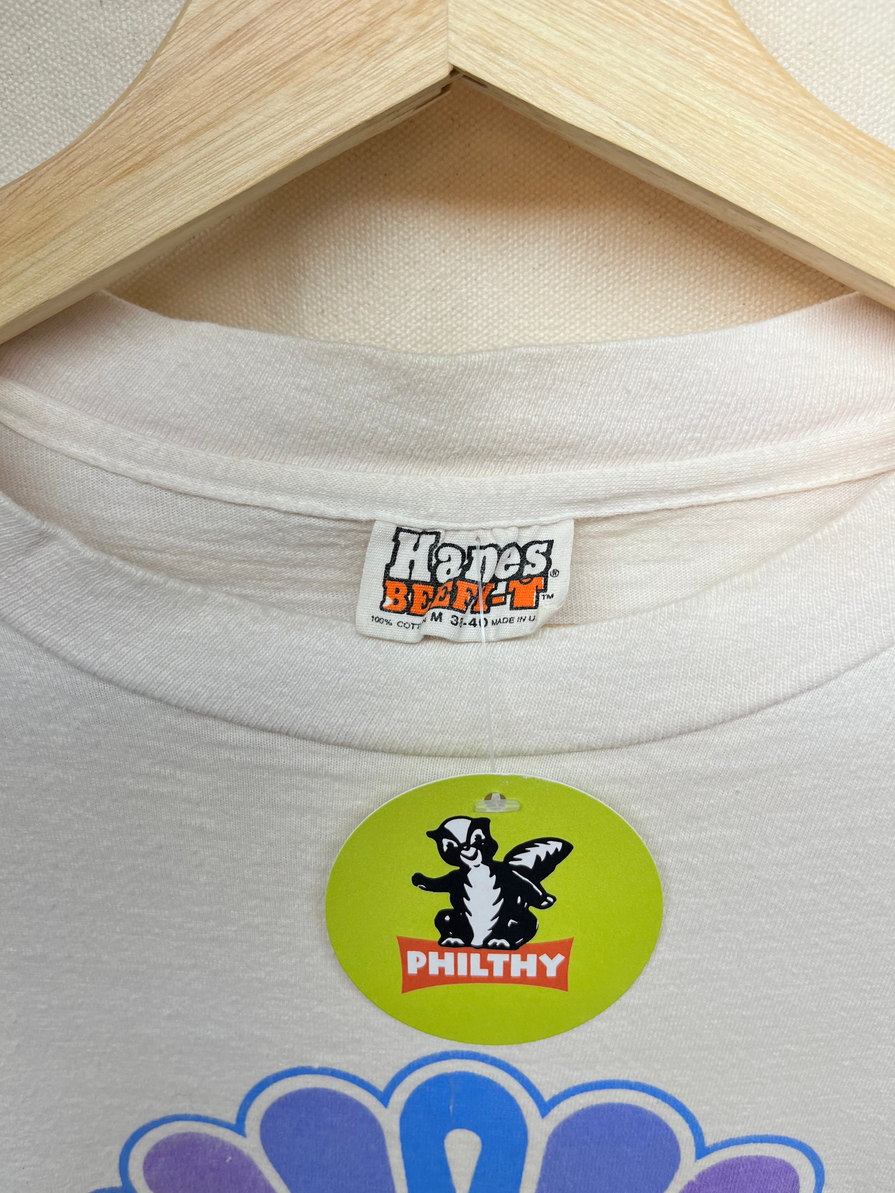 Vintage 1980's NBC Proud as a Peacock Television TV Hanes Beefy White T-Shirt: Medium