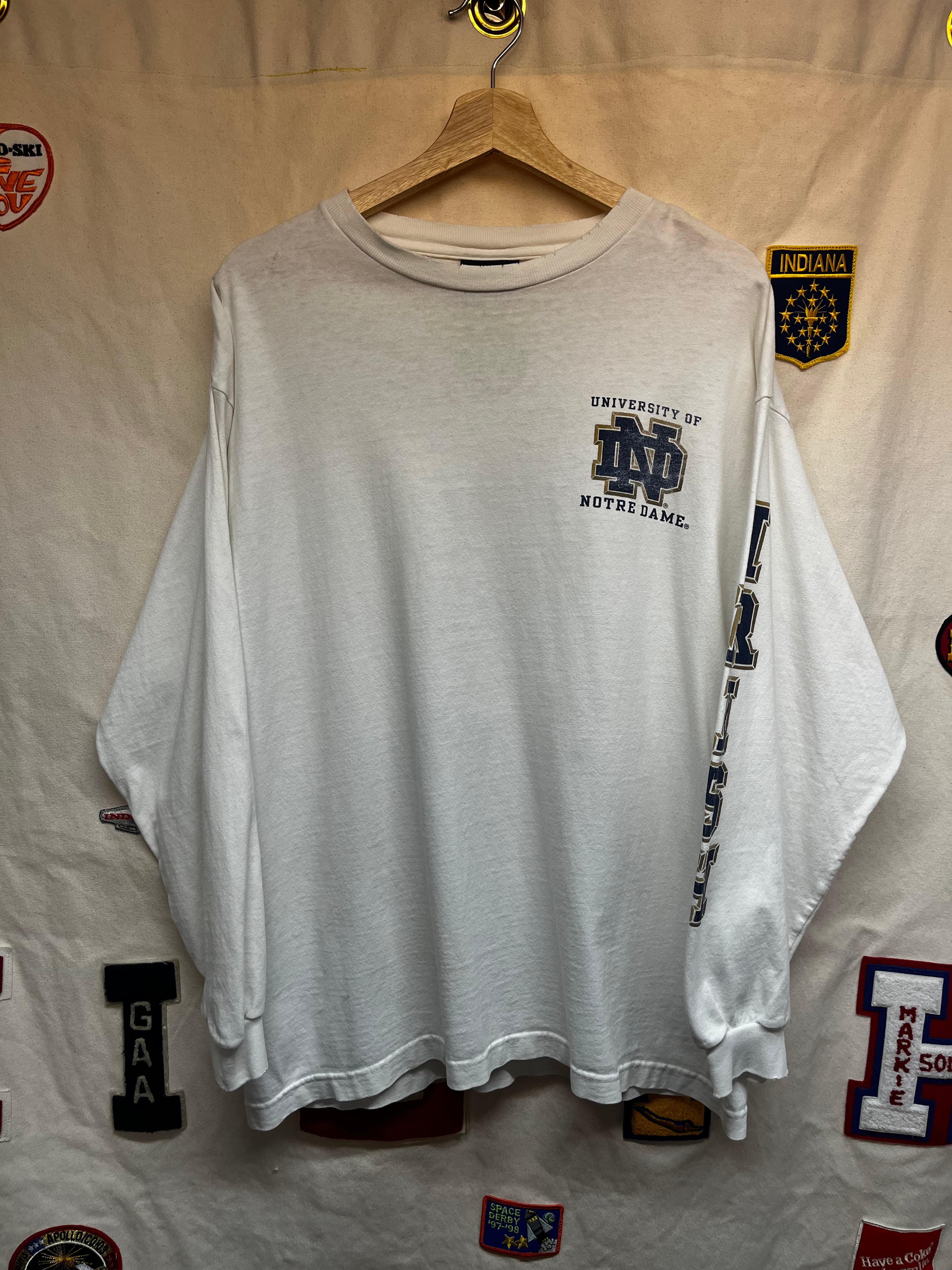 Vintage Notre Dame Fighting Irish Jansport Longsleeve White T-Shirt: Large