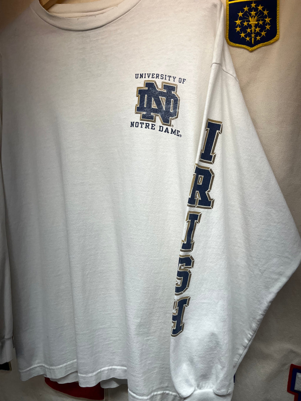 Vintage Notre Dame Fighting Irish Jansport Longsleeve White T-Shirt: Large