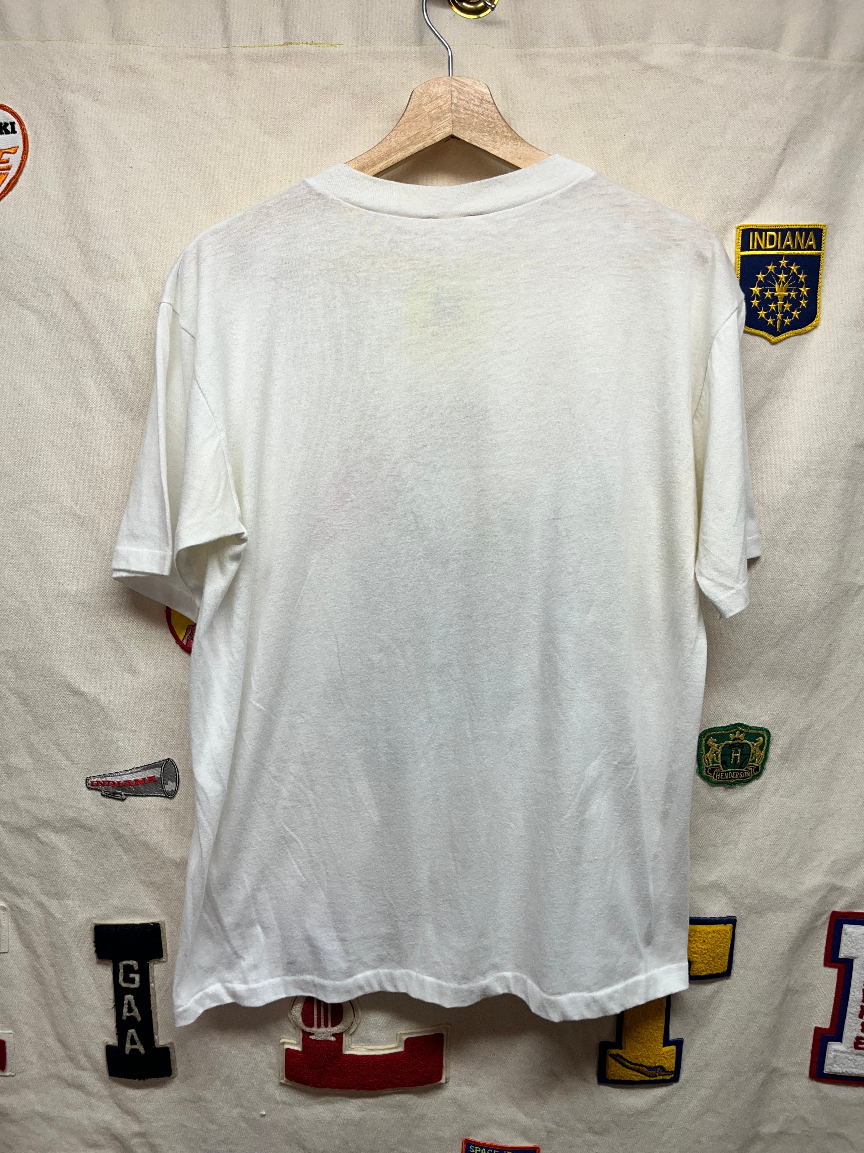 Vintage Spuds Mackenzie Bud Light Beer 1987 Football Promo White T-Shirt: Large