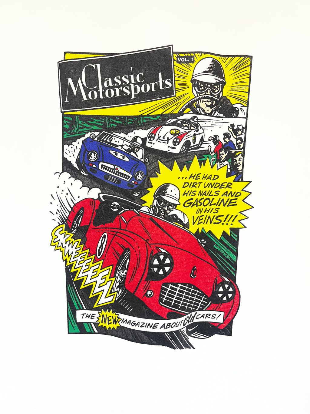 Vintage Classic Motorsports Magazine Vol. 1 Comic Strip T-Shirt: XL