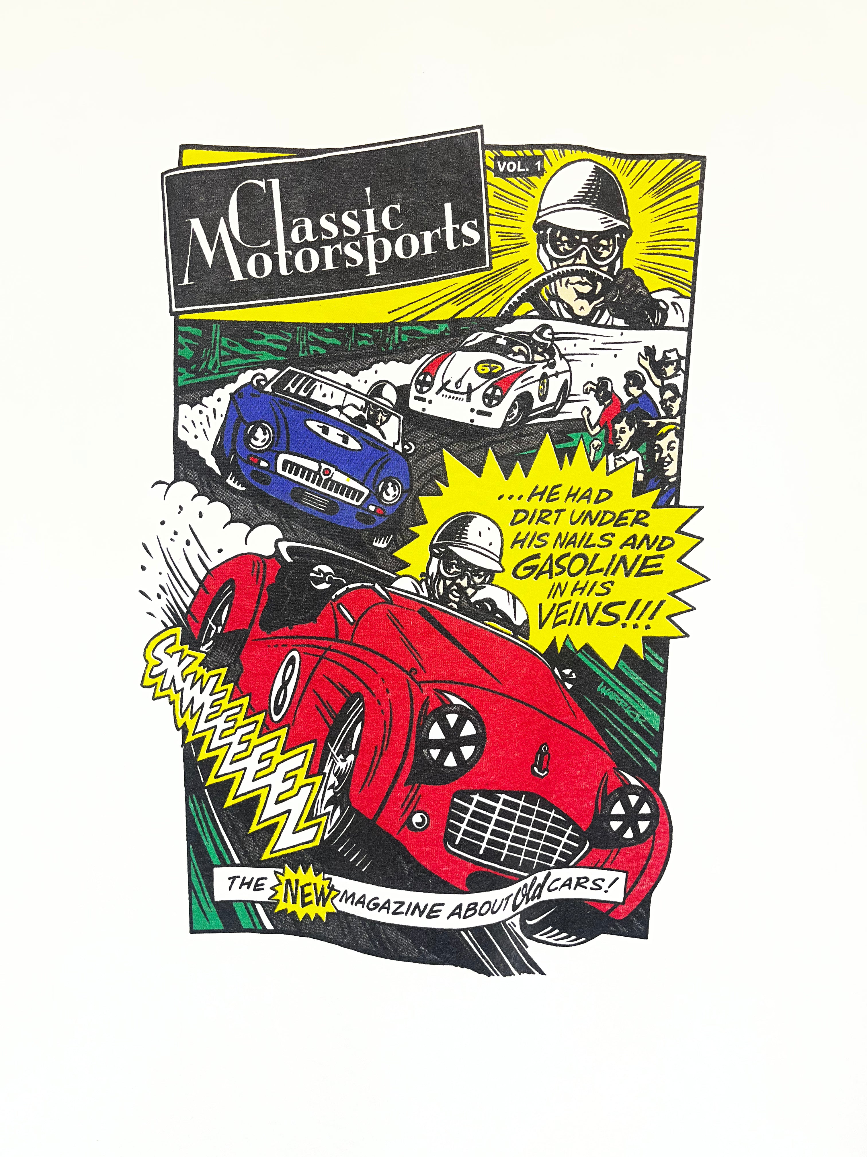 Vintage Classic Motorsports Magazine Vol. 1 Comic Strip T-Shirt: XL