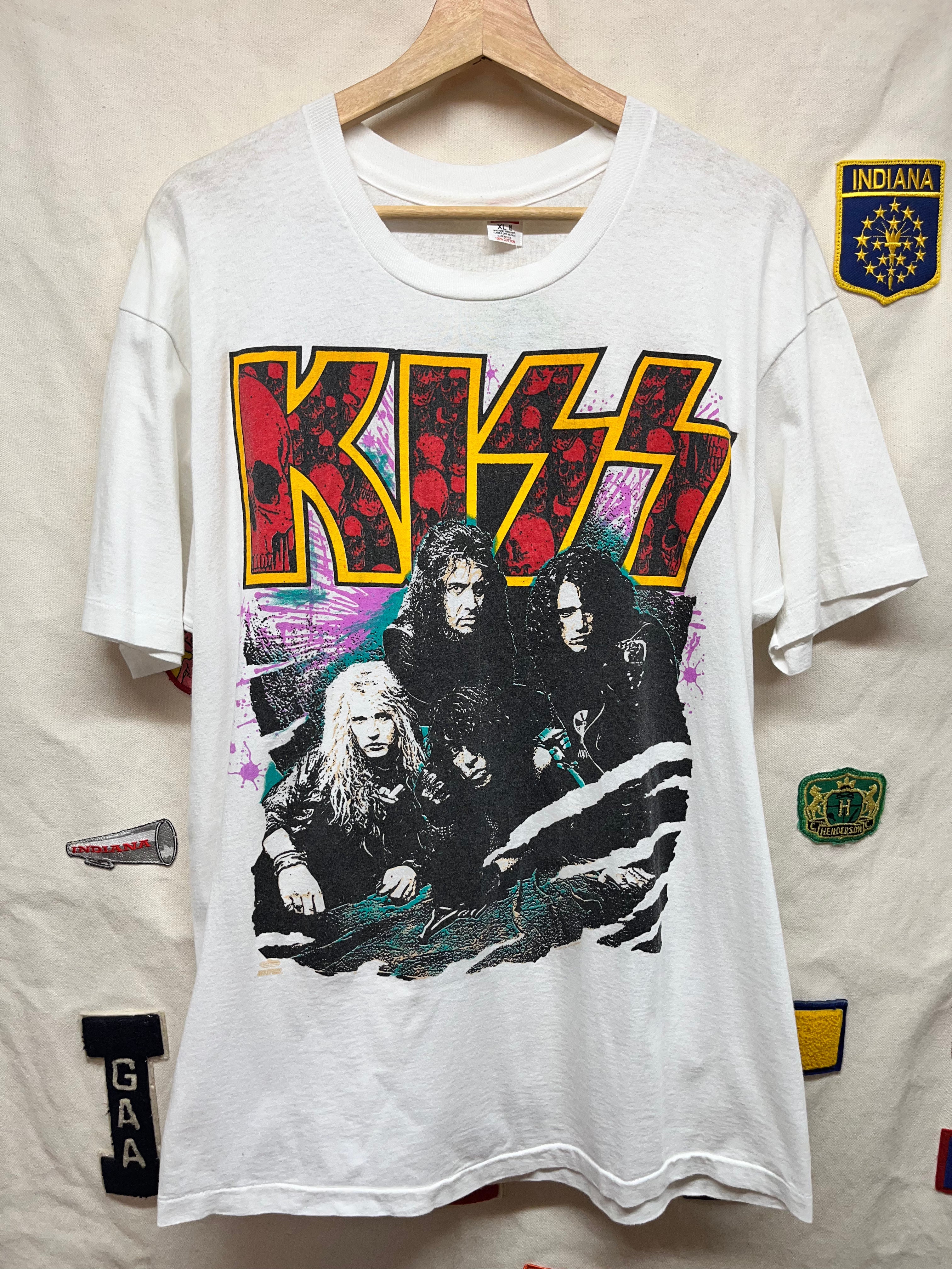 Vintage Kiss 1992 Revenge Band Concert World Tour Hanes White T-Shirt: XL