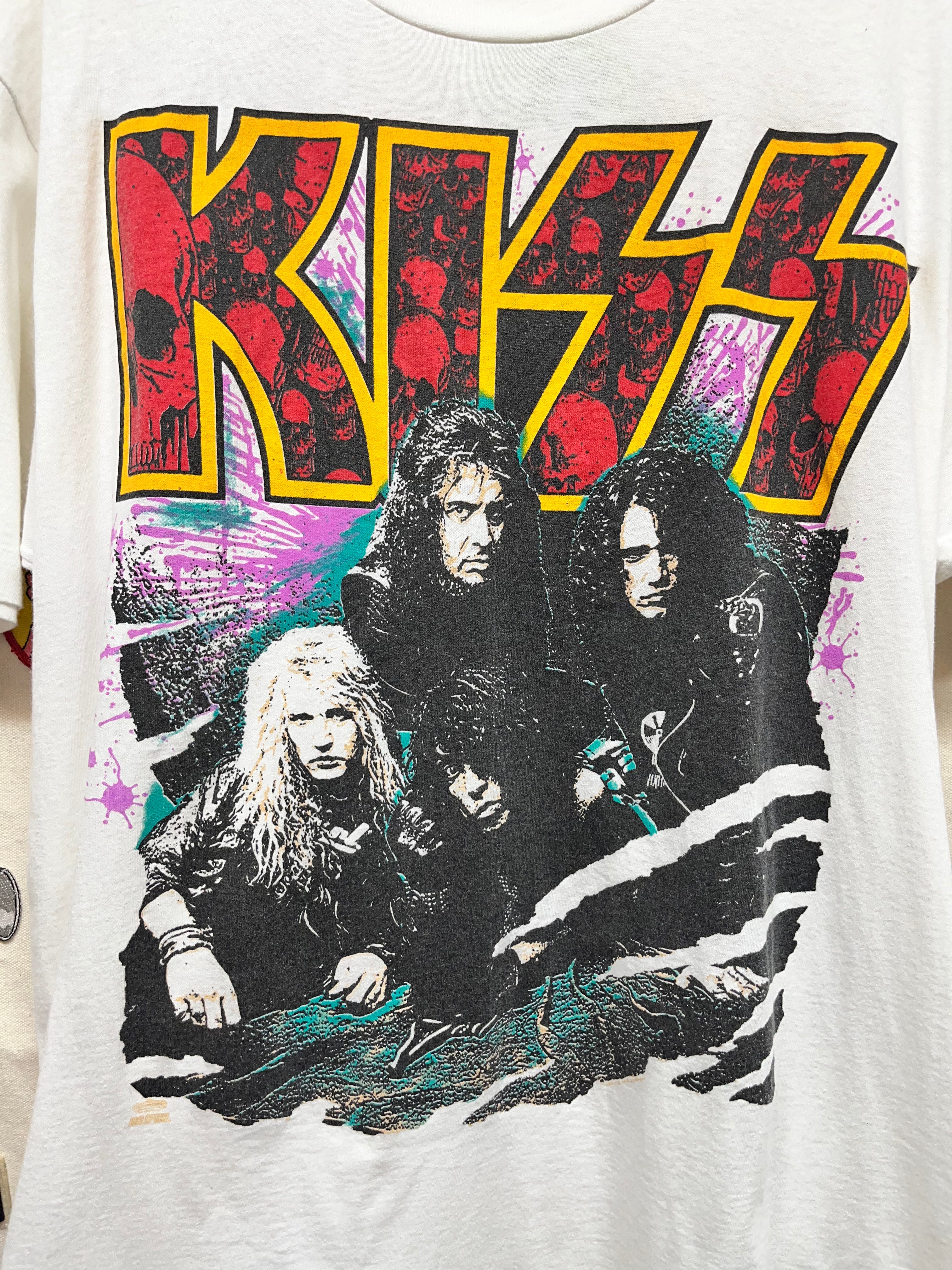 Vintage Kiss 1992 Revenge Band Concert World Tour Hanes White T-Shirt: XL