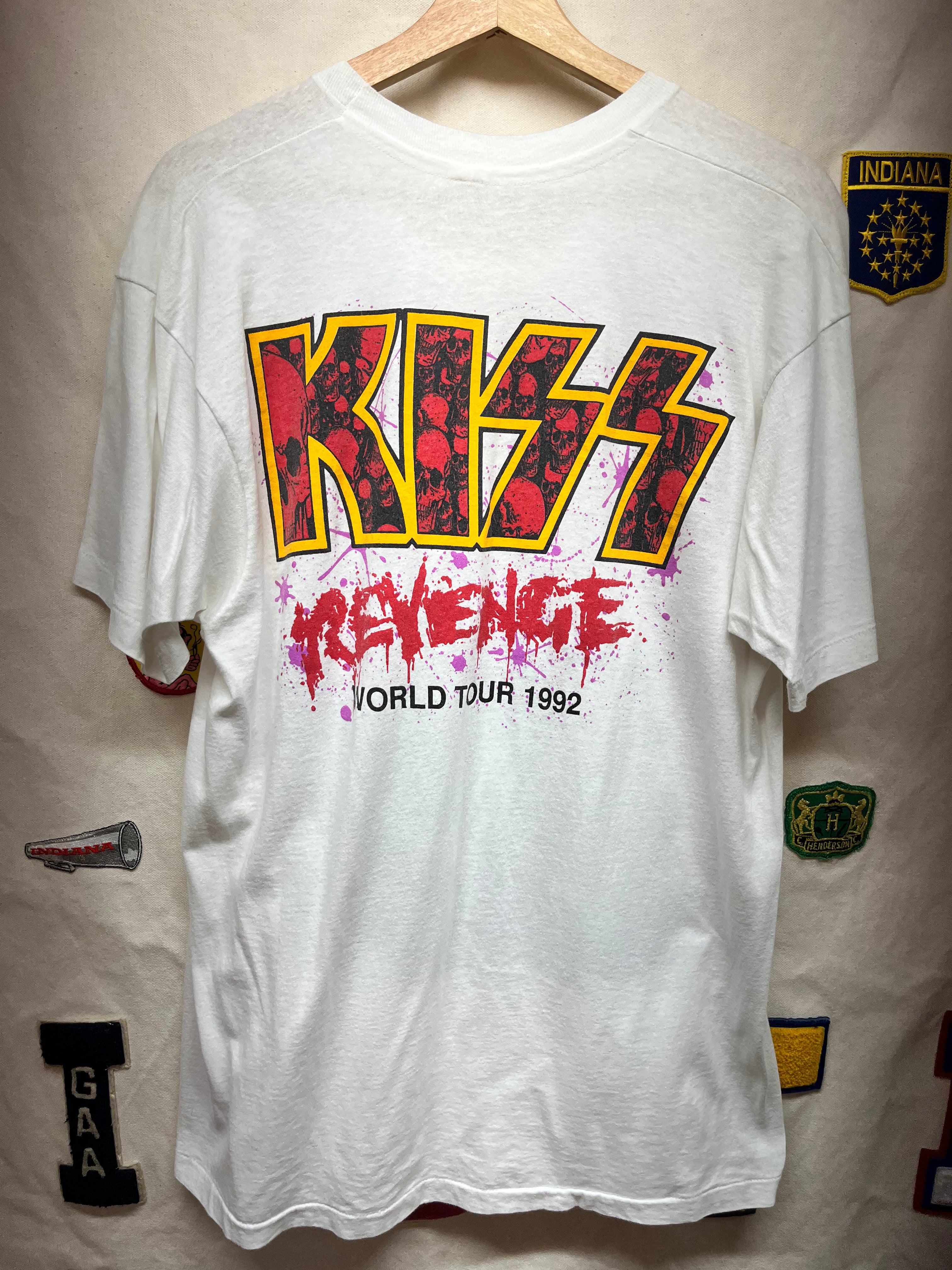 Vintage Kiss 1992 Revenge Band Concert World Tour Hanes White T-Shirt: XL