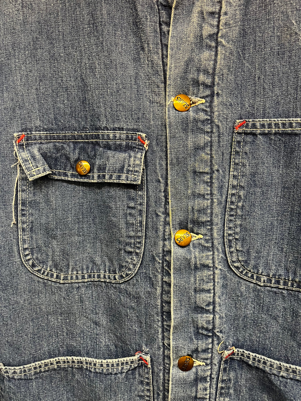 Vintage 70's Sears Blanket Lined Denim Barn Chore Coat: Small