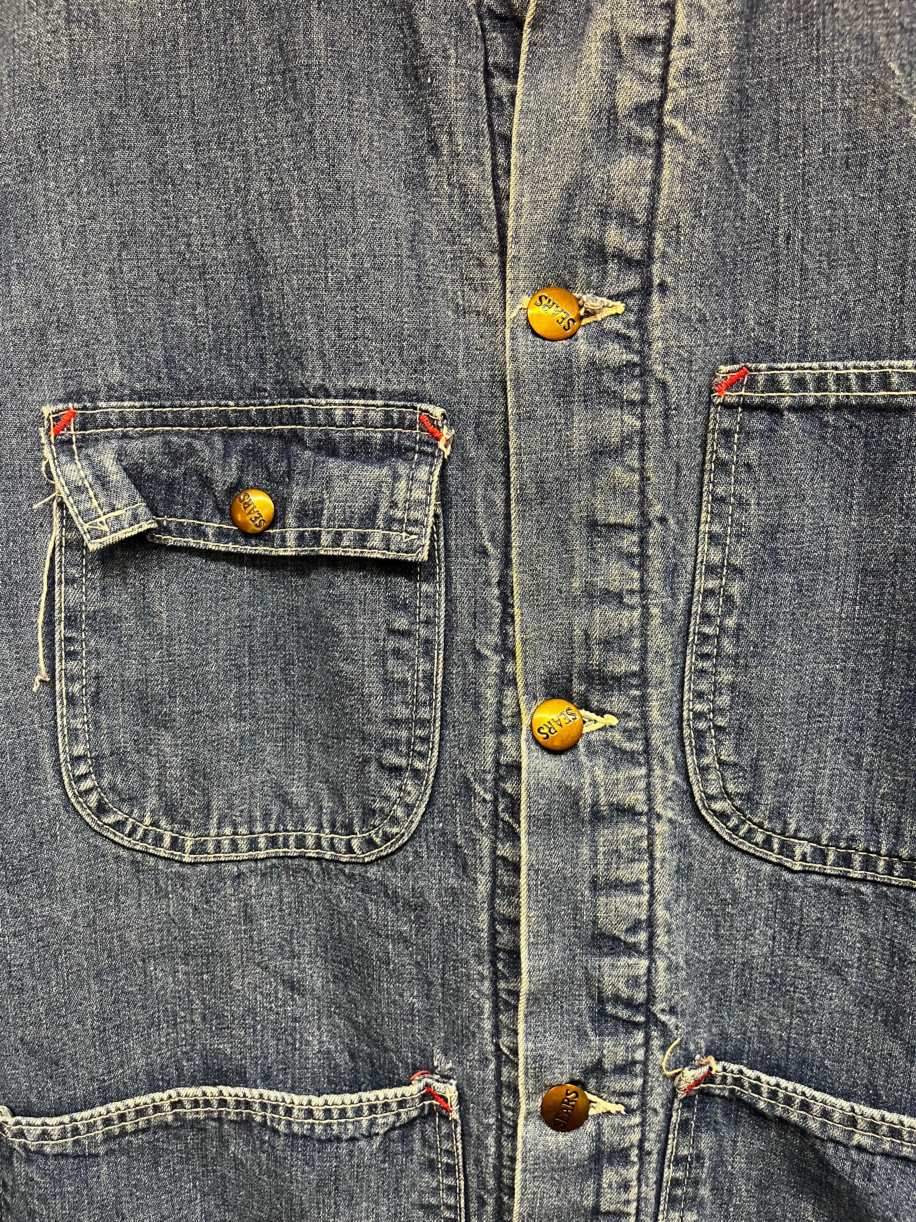 Vintage 70's Sears Blanket Lined Denim Barn Chore Coat: Small