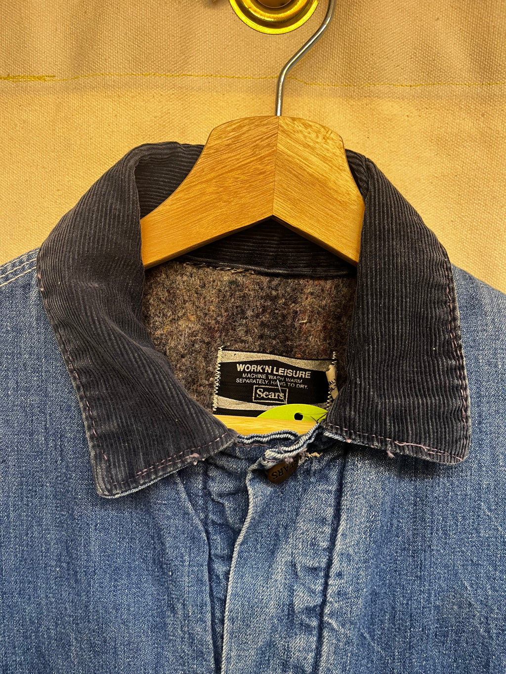 Vintage 70's Sears Blanket Lined Denim Barn Chore Coat: Small