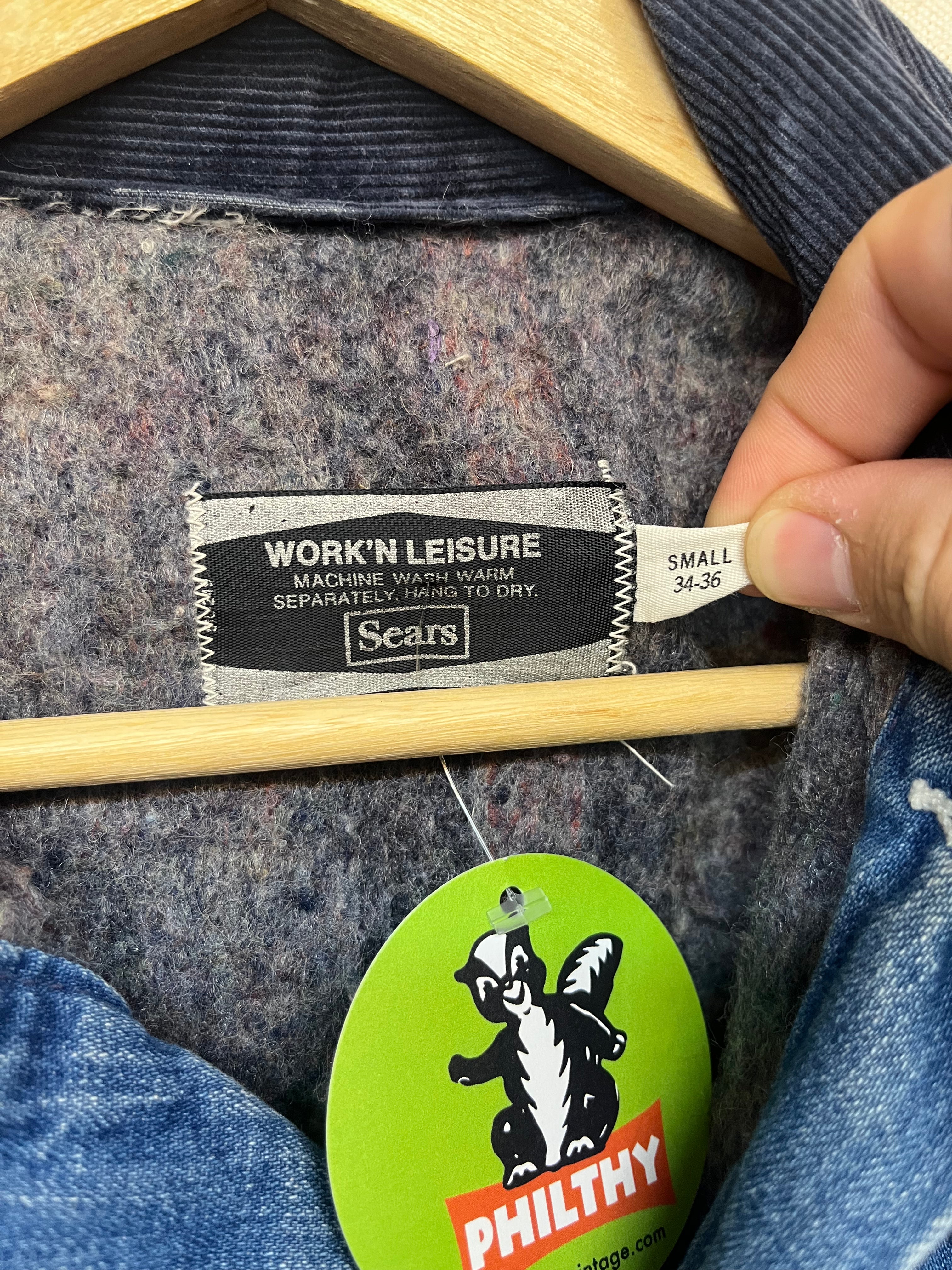 Vintage 70's Sears Blanket Lined Denim Barn Chore Coat: Small
