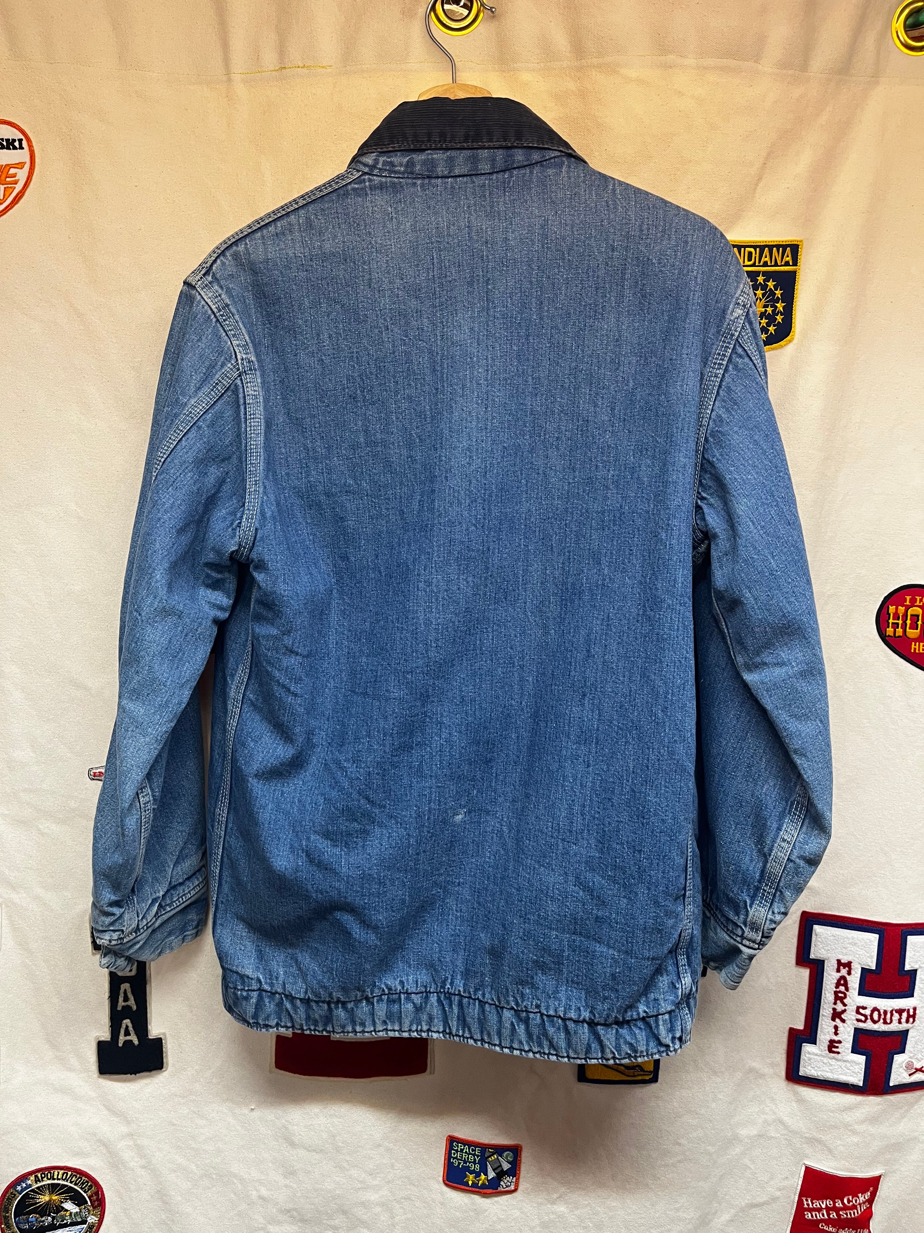 Vintage 70's Sears Blanket Lined Denim Barn Chore Coat: Small