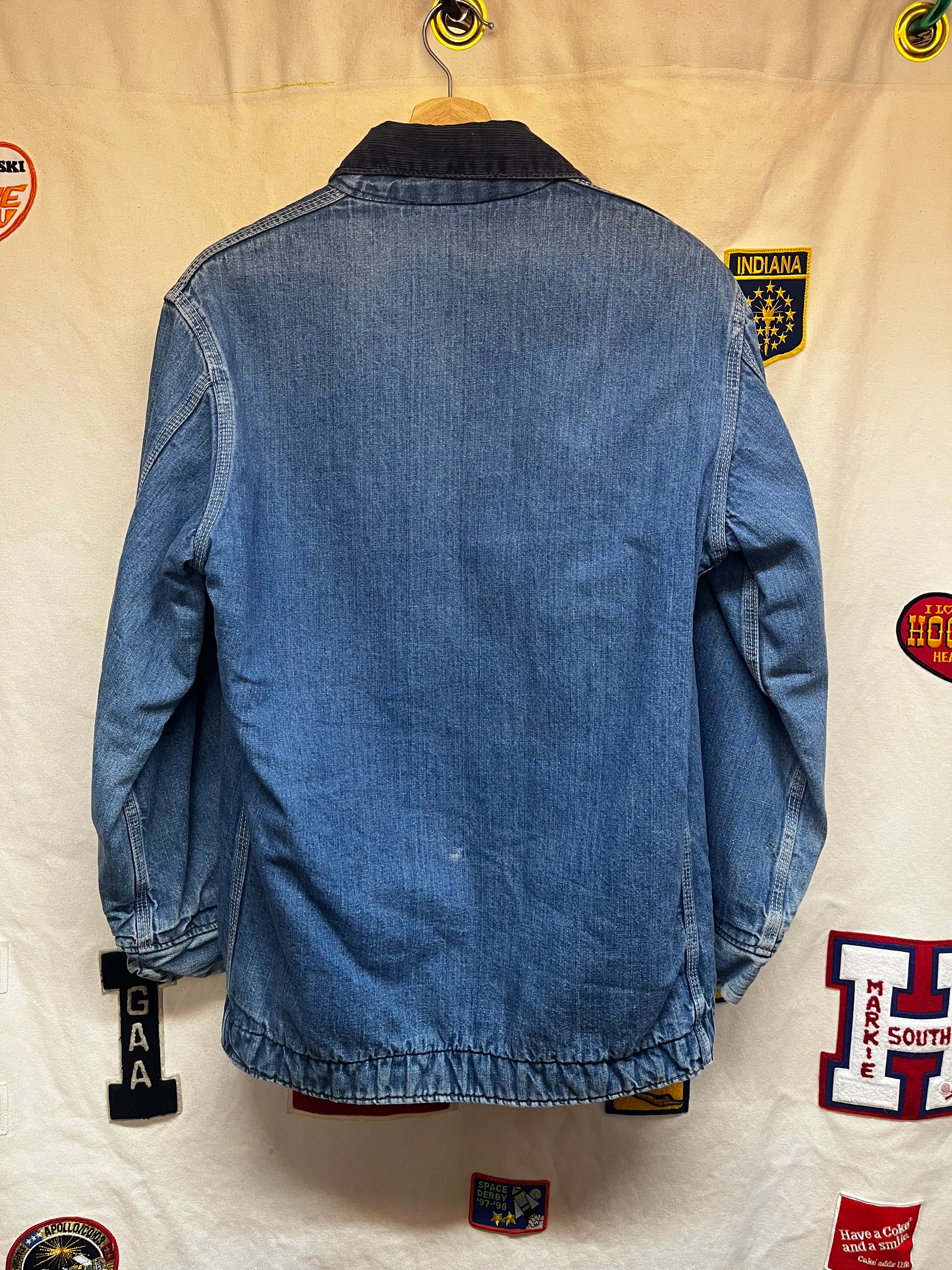 Vintage 70's Sears Blanket Lined Denim Barn Chore Coat: Small